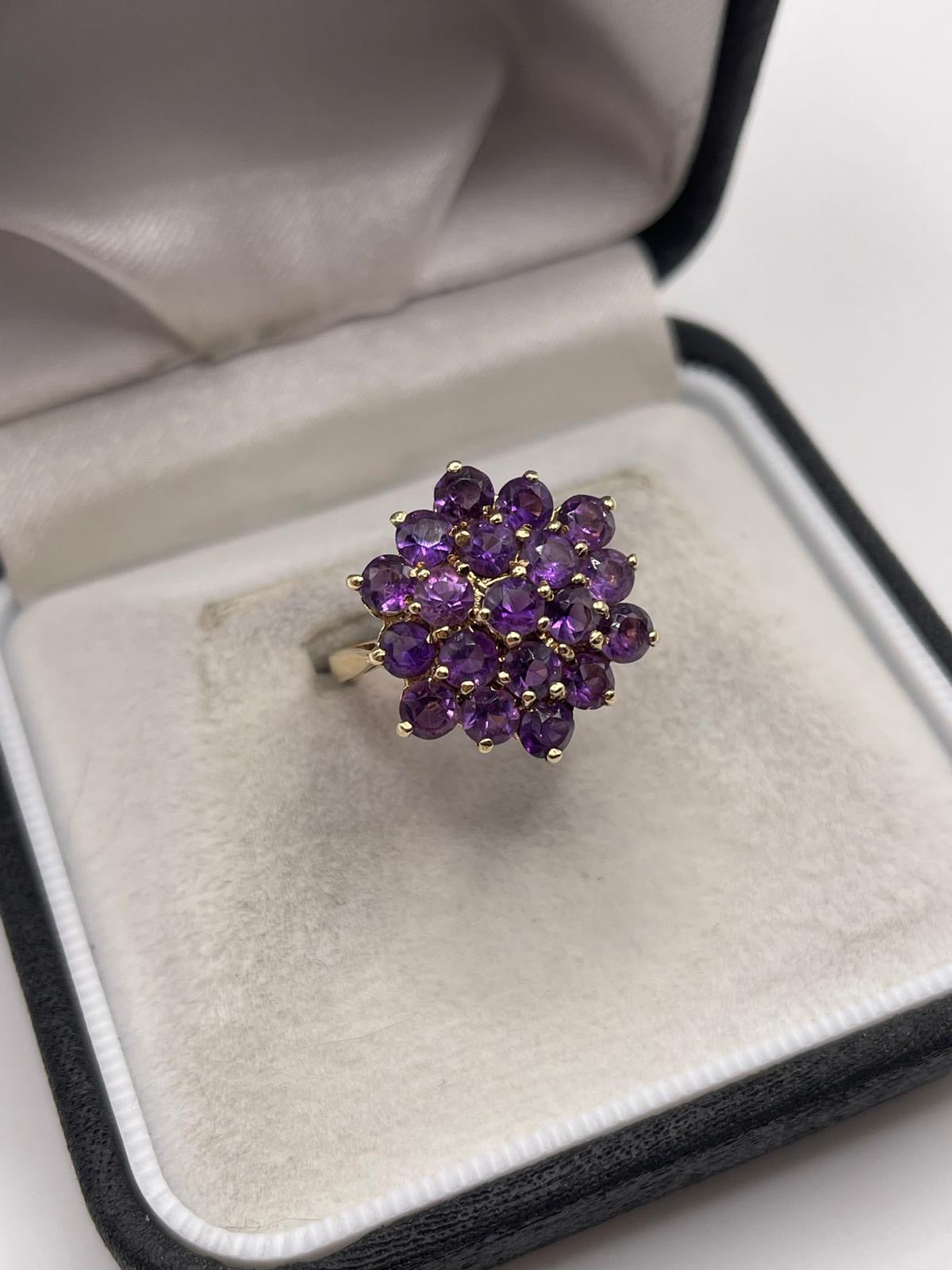 9ct gold amethyst cluster ring