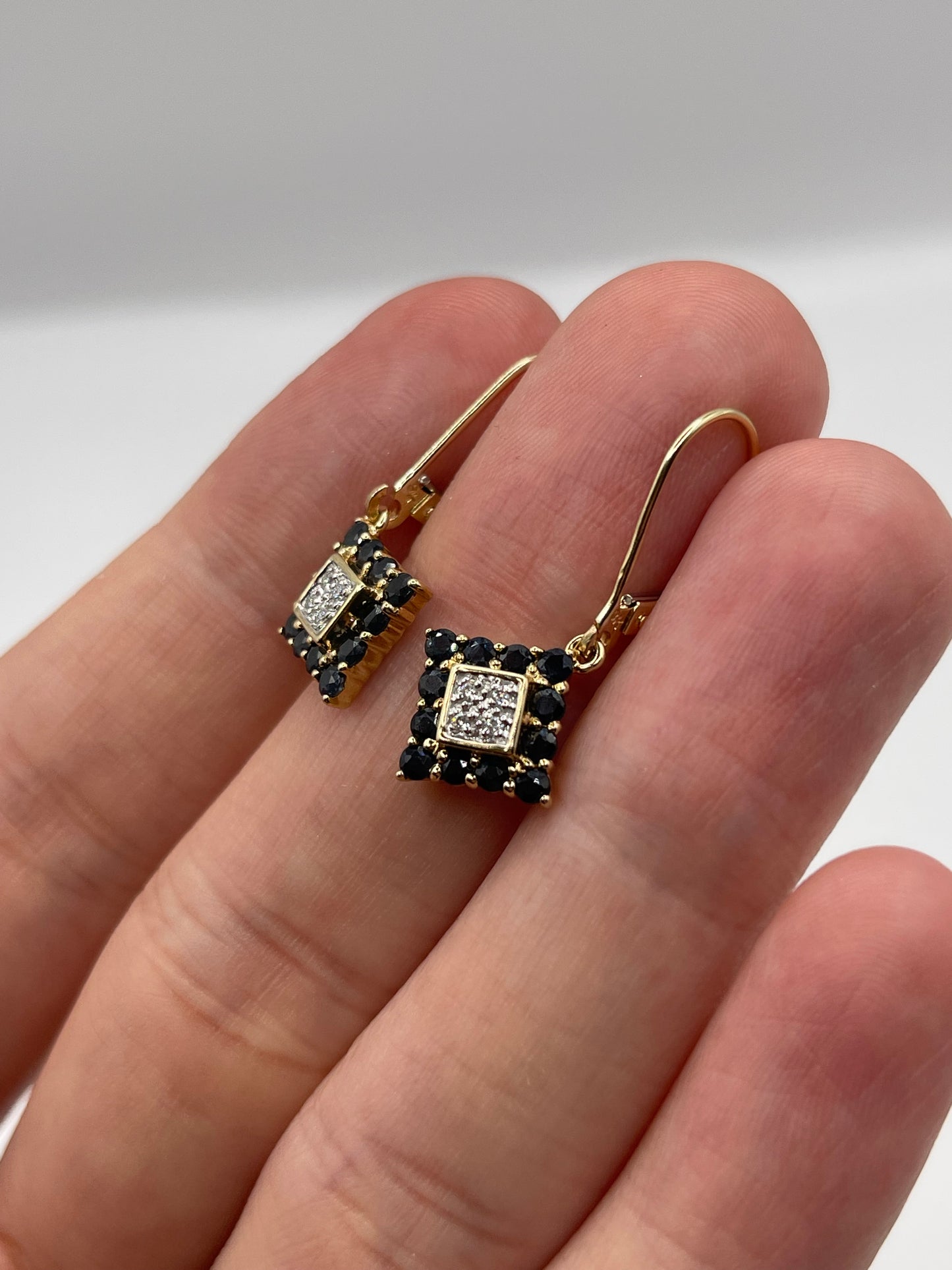 9ct gold sapphire and diamond earrings