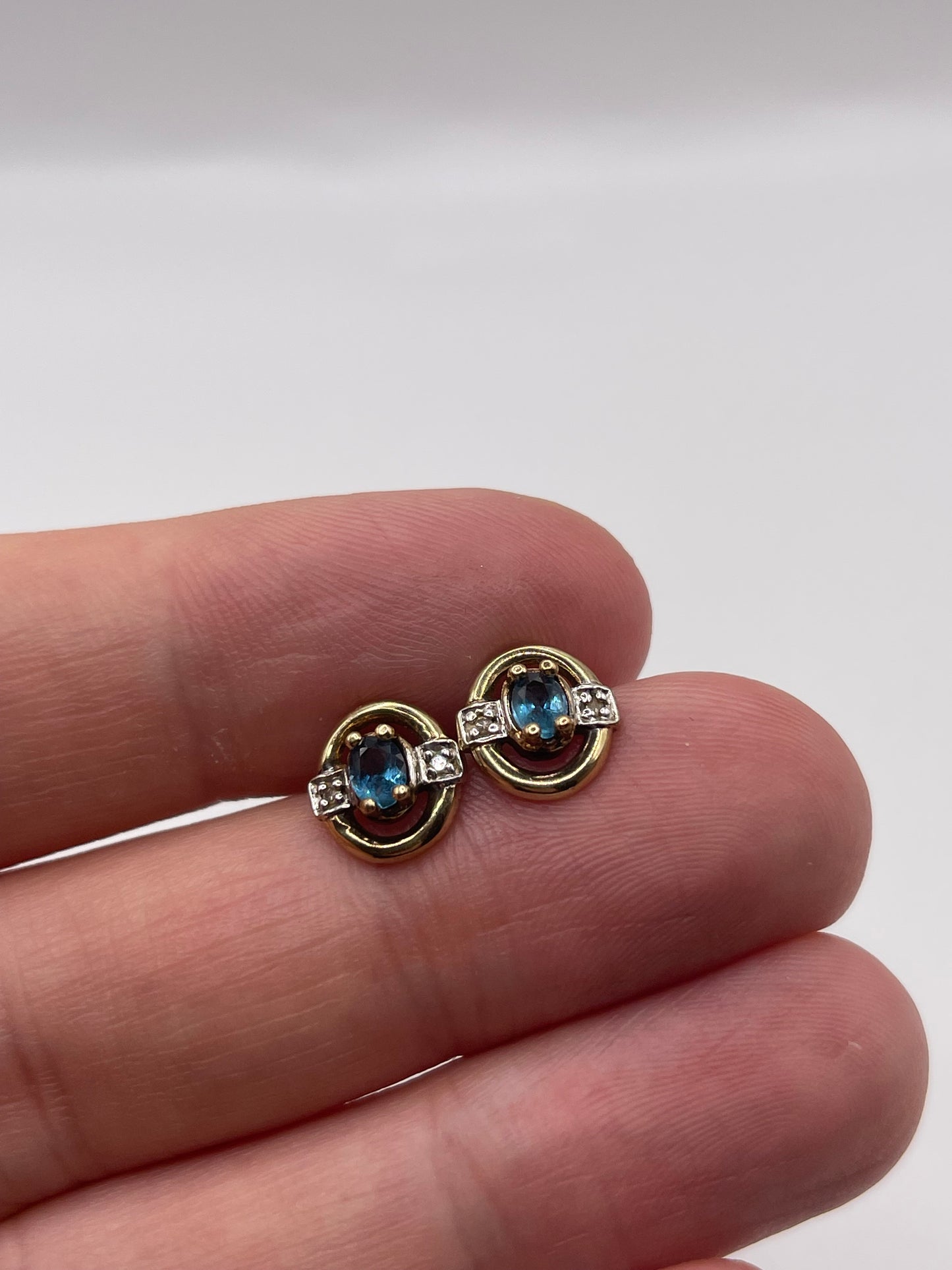 9ct gold topaz and diamond earrings