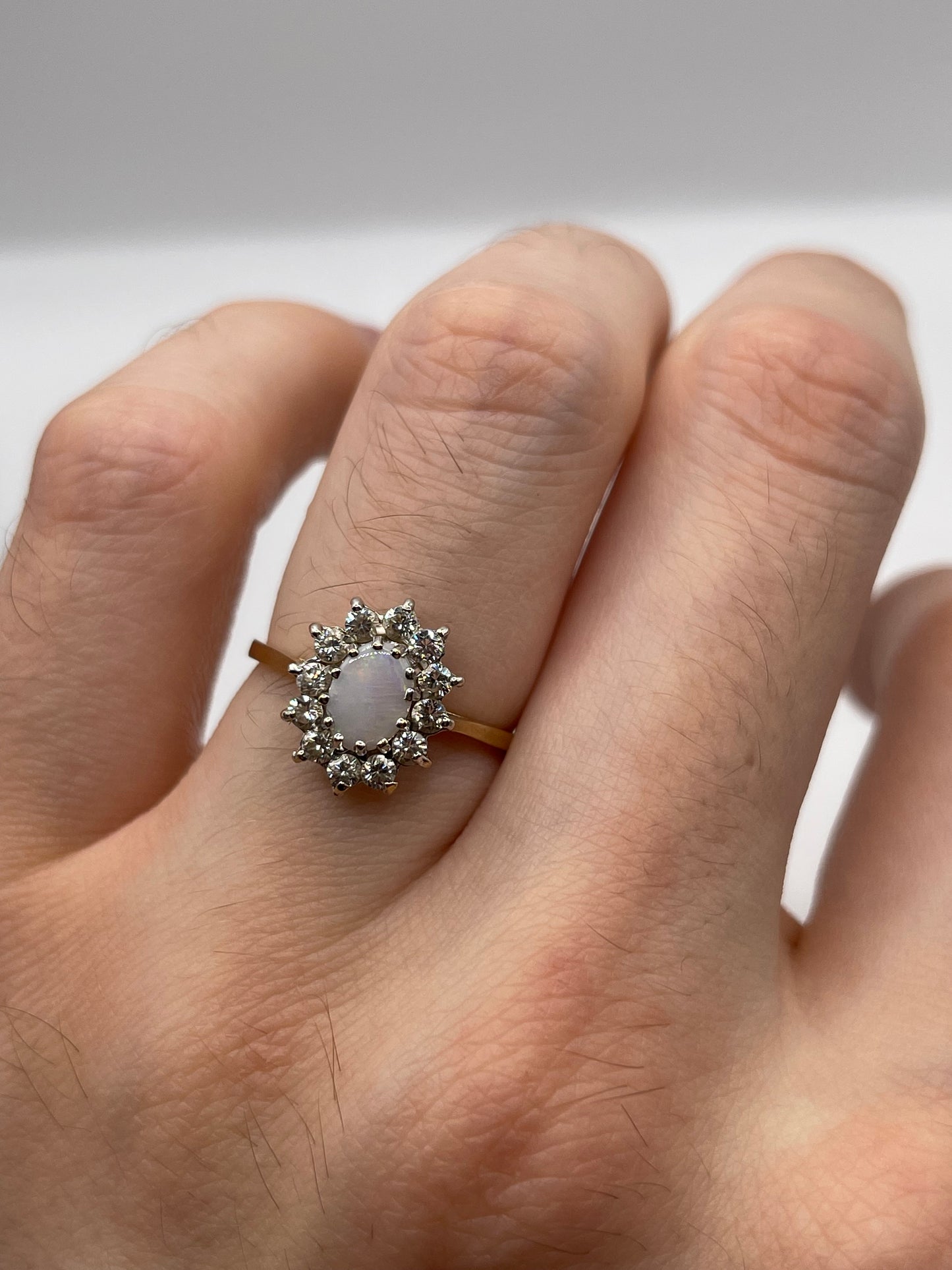 9ct gold opal and cz ring