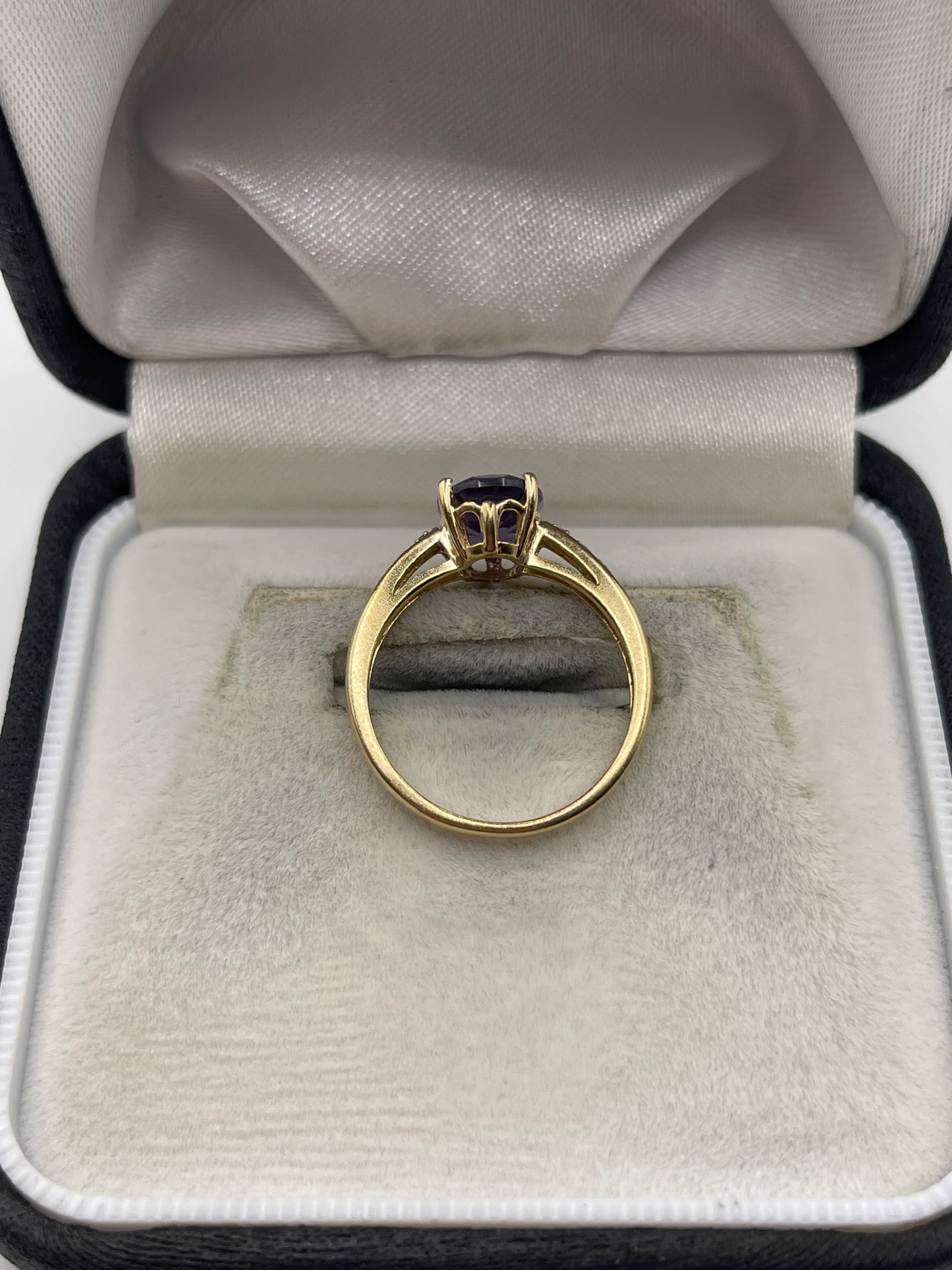 9ct gold iolite and diamond ring