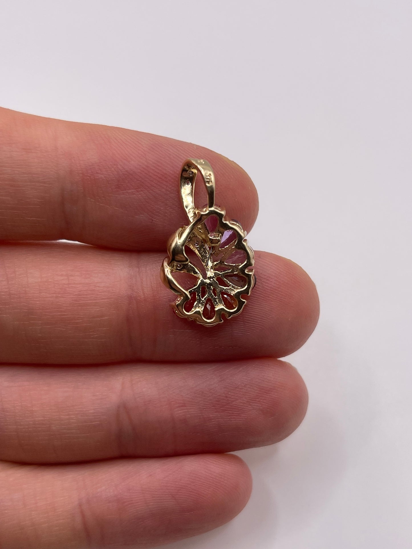 9ct gold multi coloured sapphire and diamond pendant