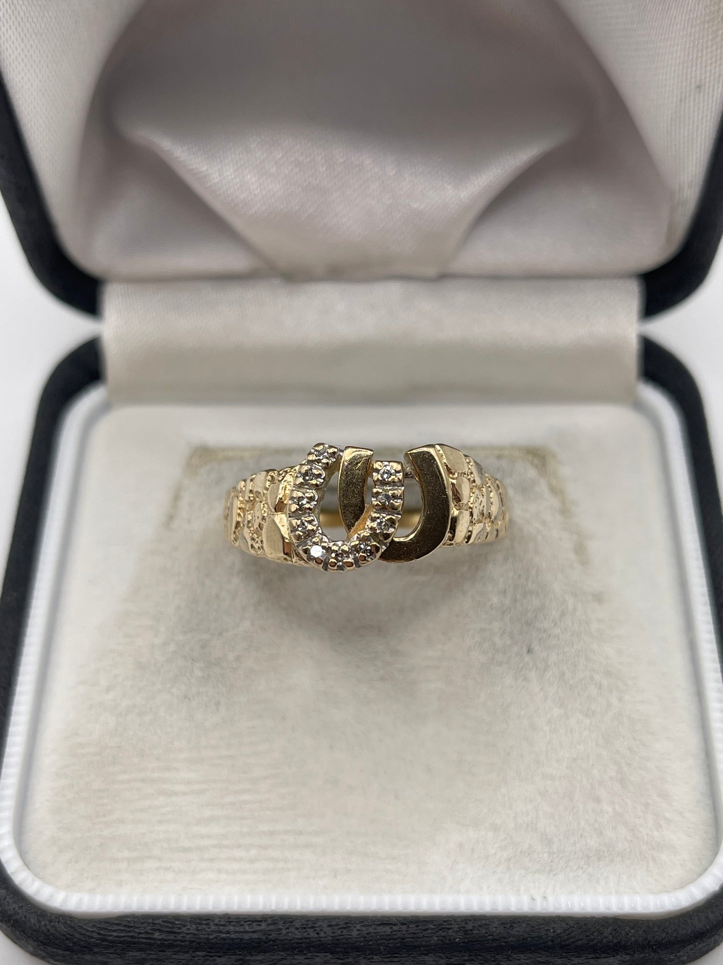 9ct gold diamond horseshoe ring