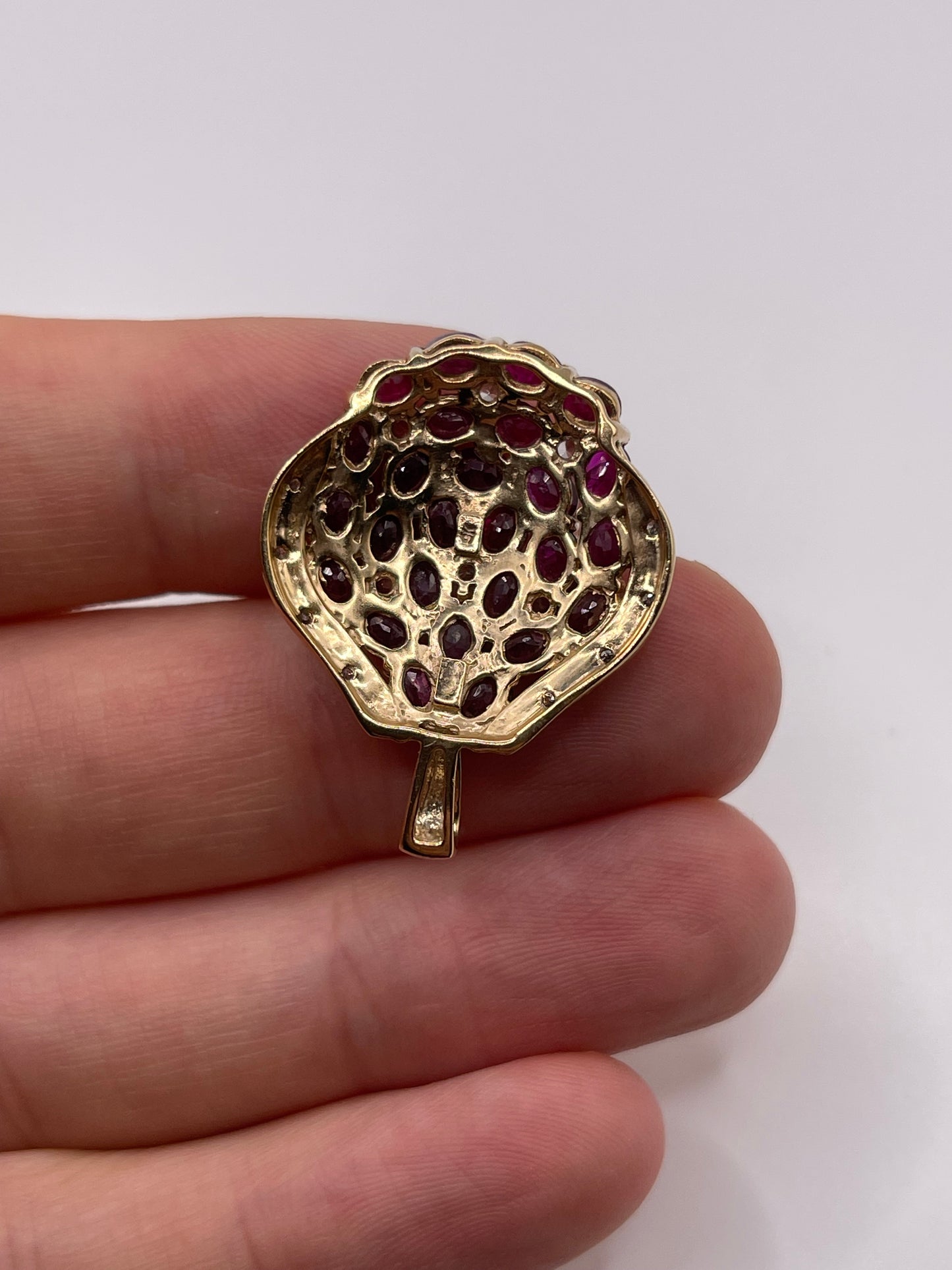 9ct gold ruby and diamond pendant