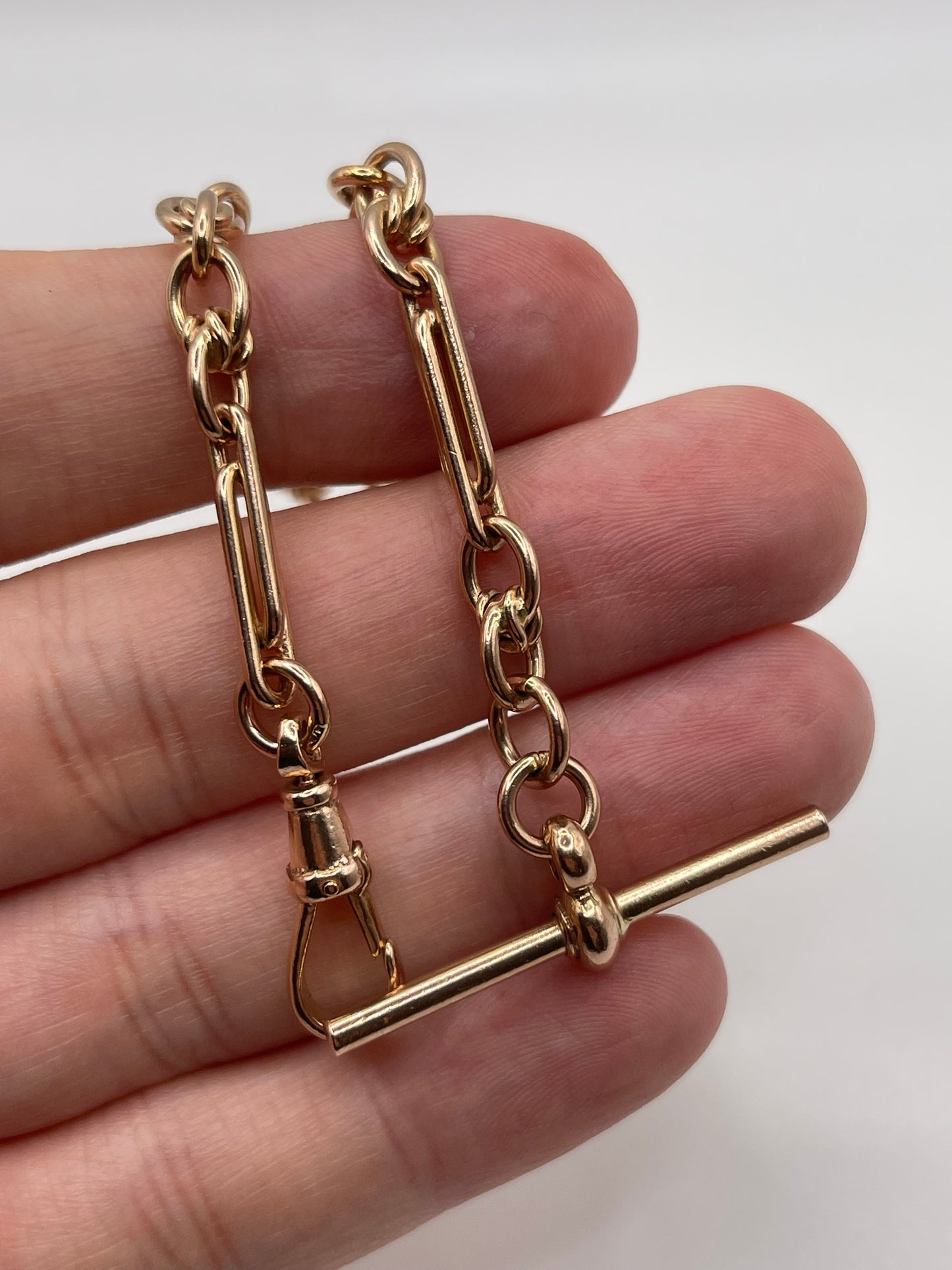 9ct rose gold T bar bracelet