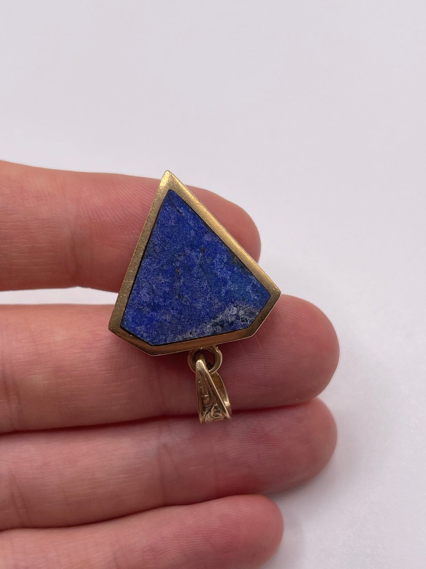 Heavy 9ct gold lapis lazuli and goldstone double sided diamond fob pendant