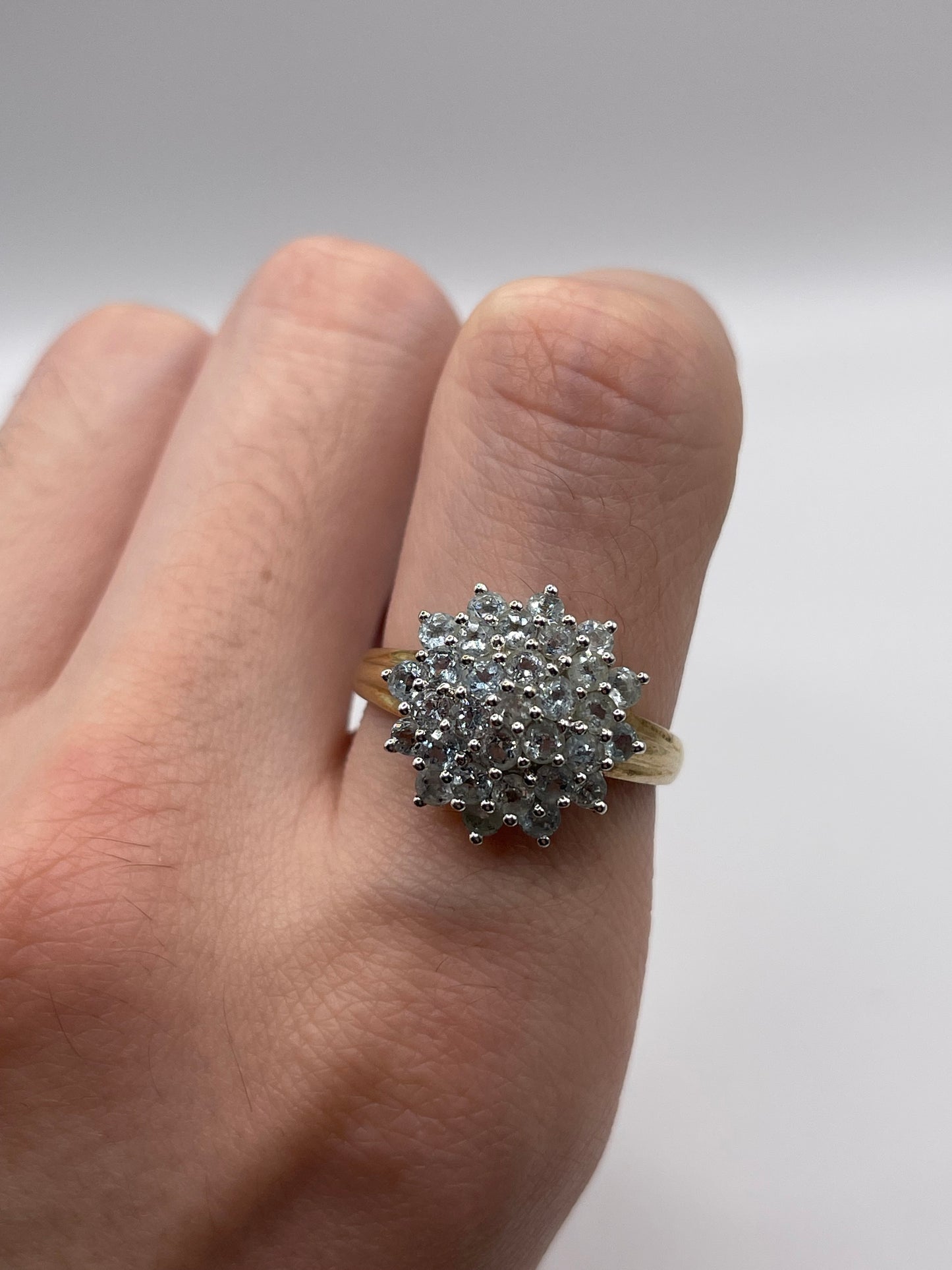 9ct gold aquamarine cluster ring