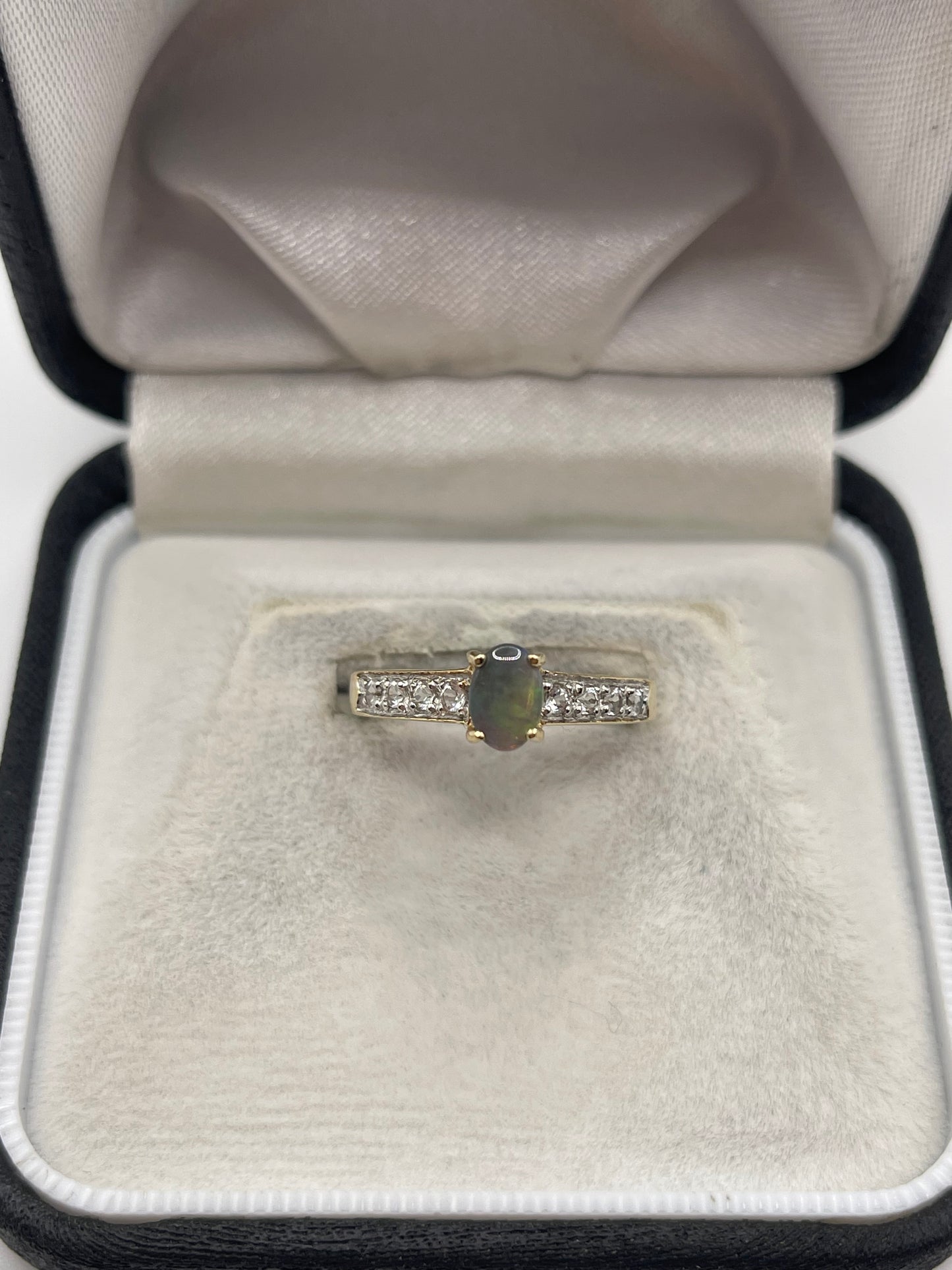 9ct gold opal and zircon ring