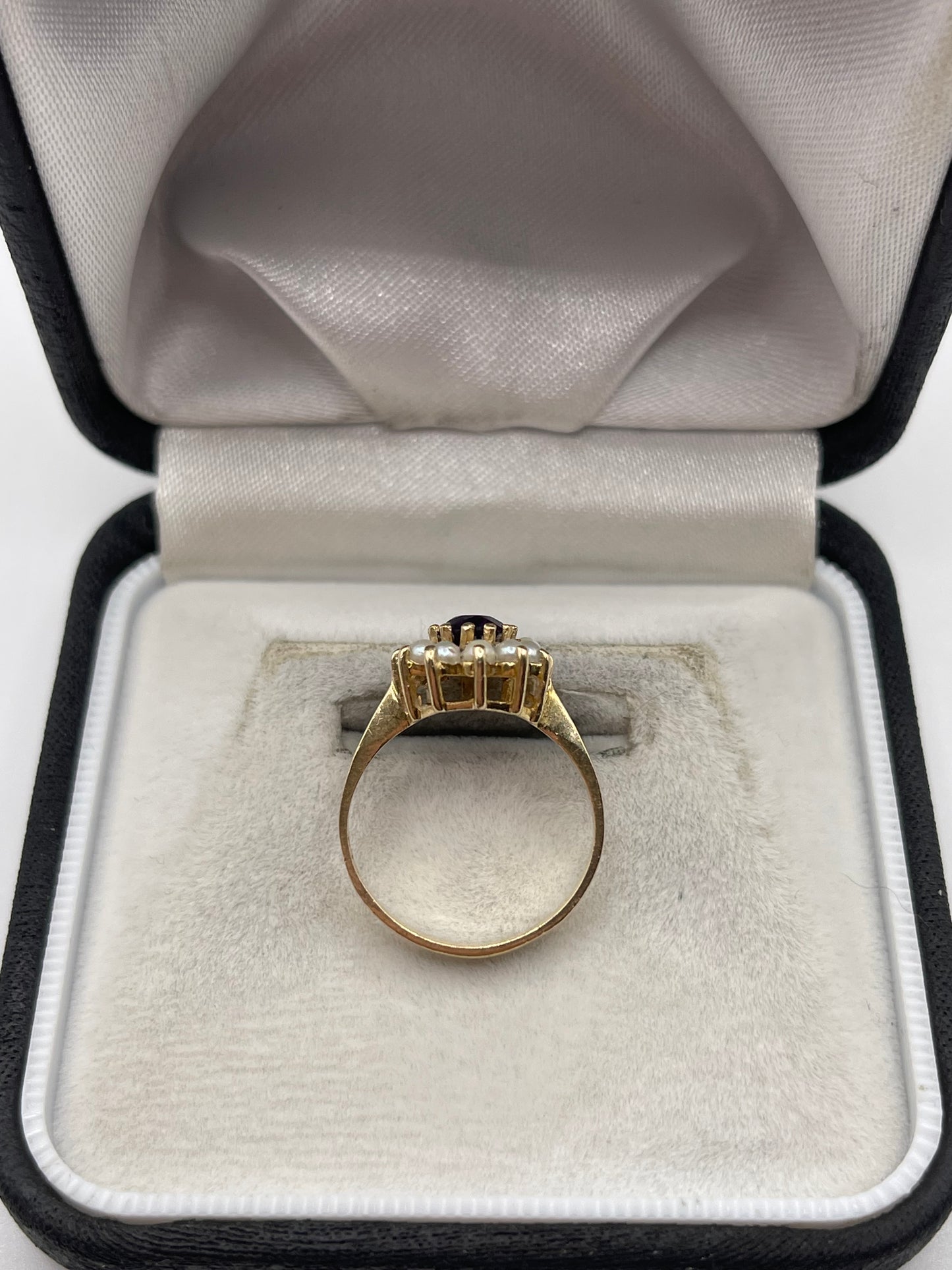 9ct gold amethyst and pearl ring