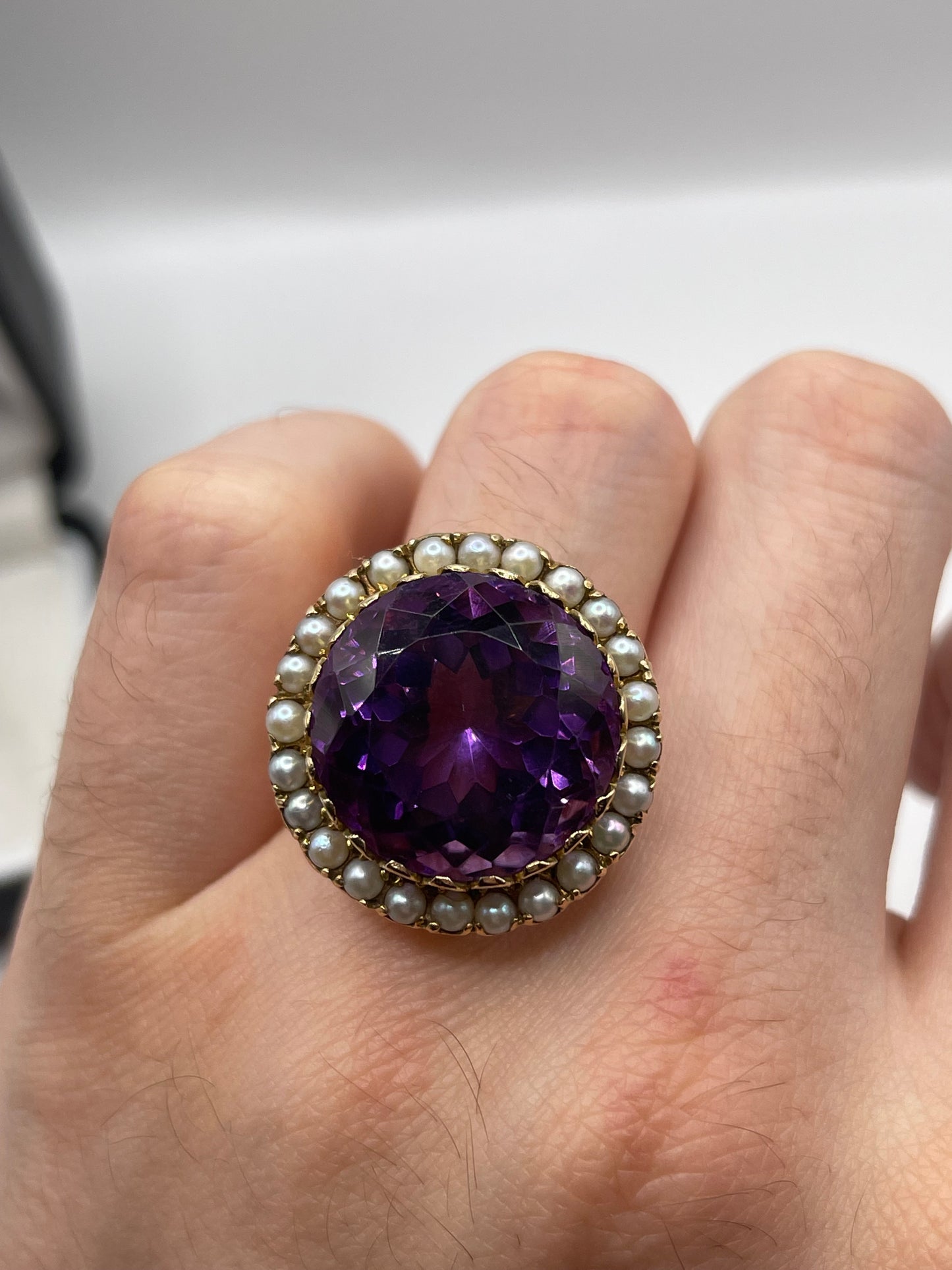 9ct gold amethyst and pearl ring