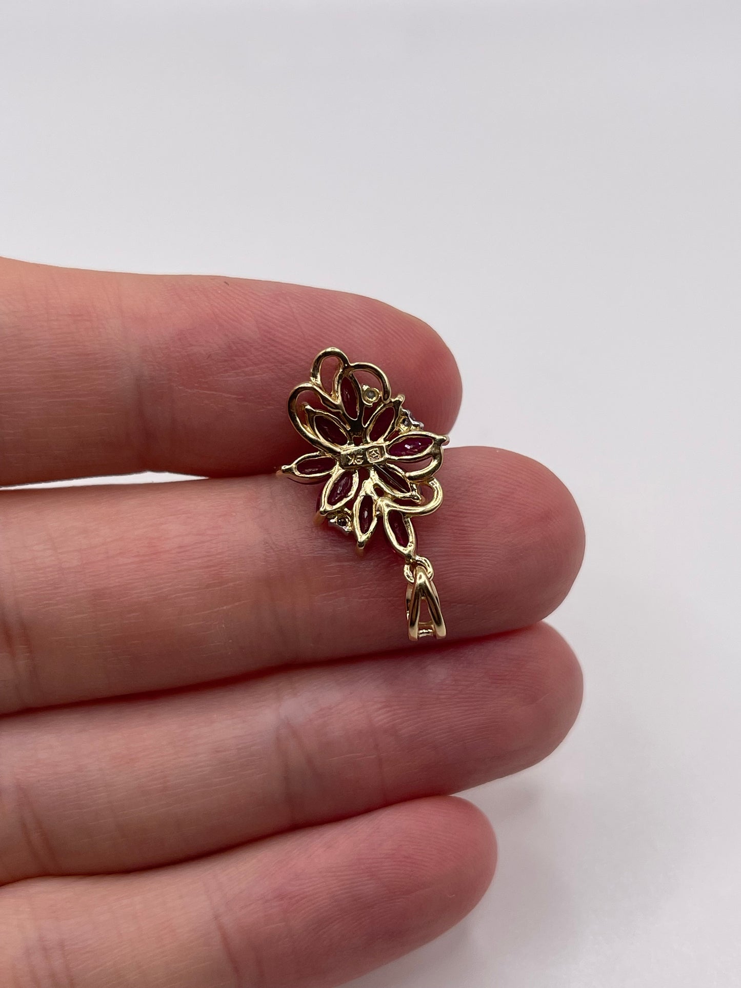 9ct gold ruby and diamond pendant