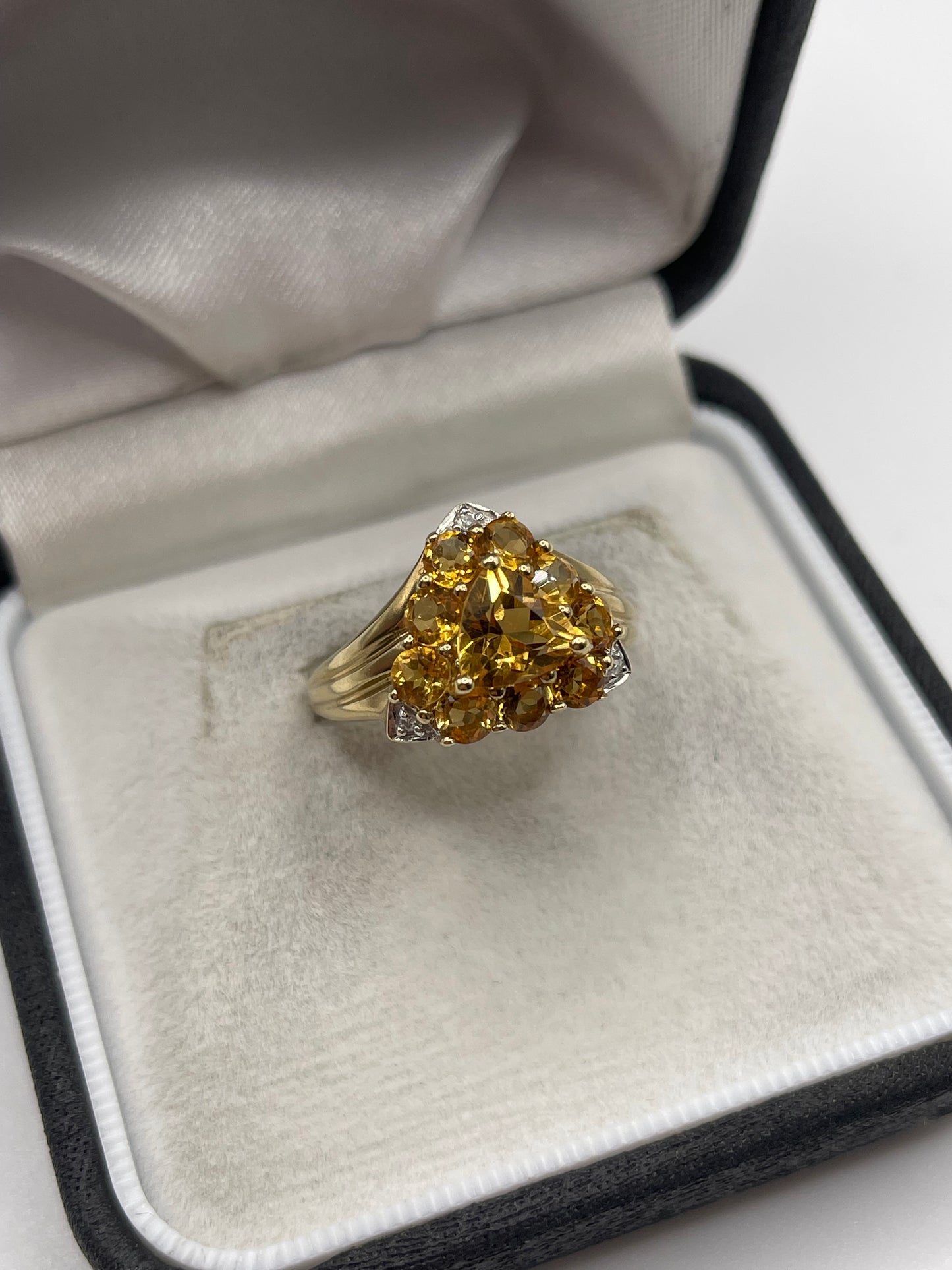 9ct gold citrine and diamond ring