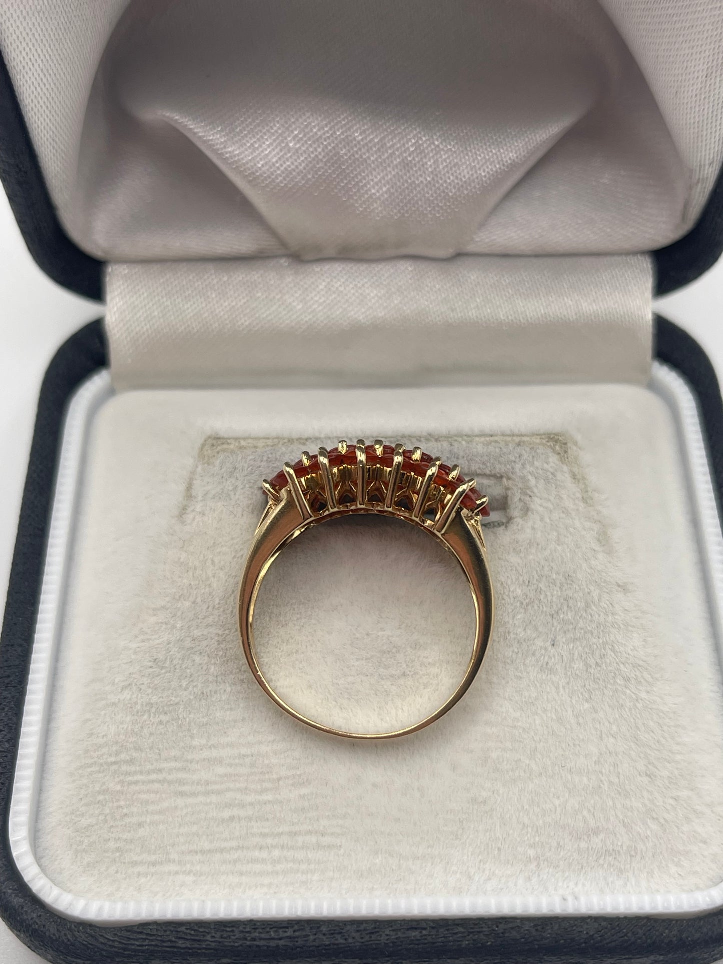9ct gold fire opal cluster ring