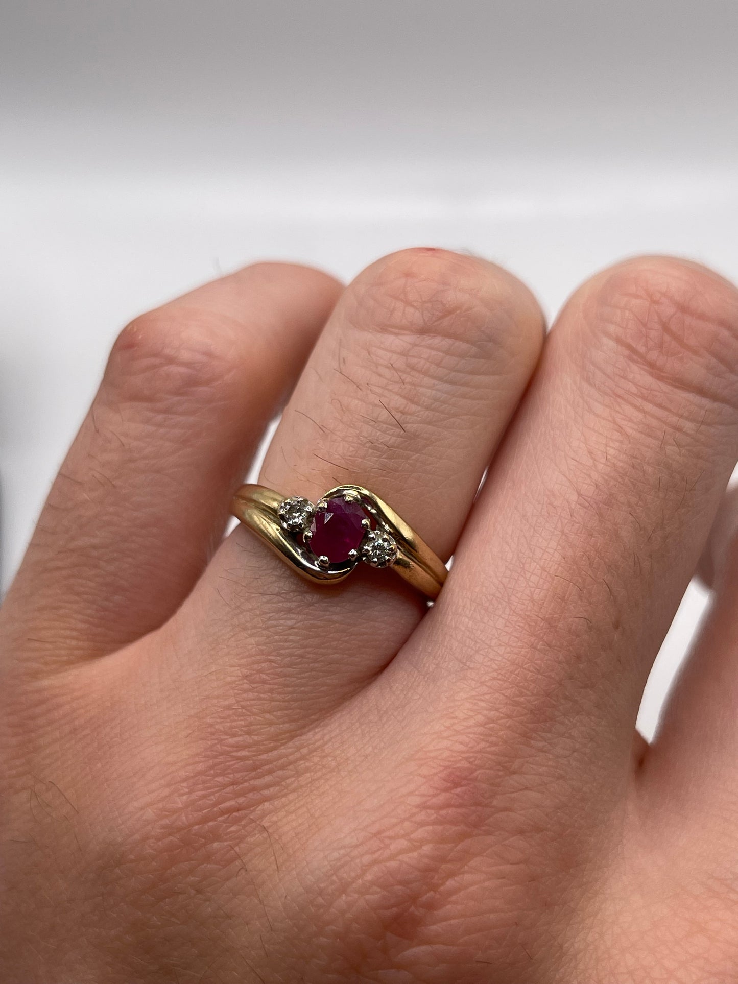 9ct gold ruby and diamond ring