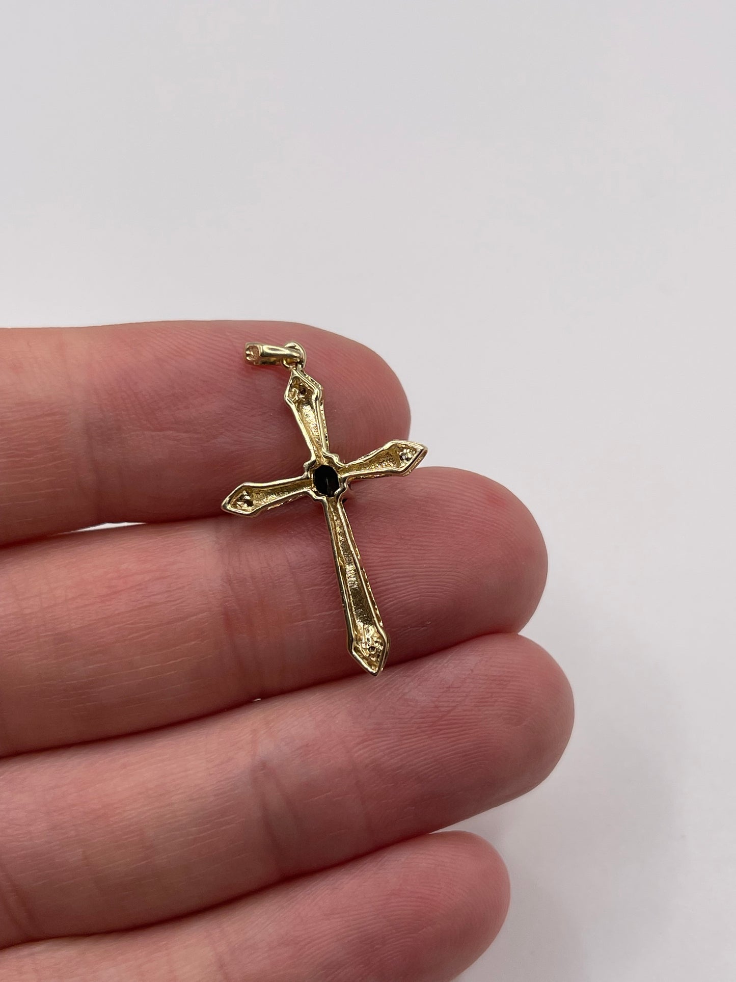 9ct gold sapphire and diamond cross pendant