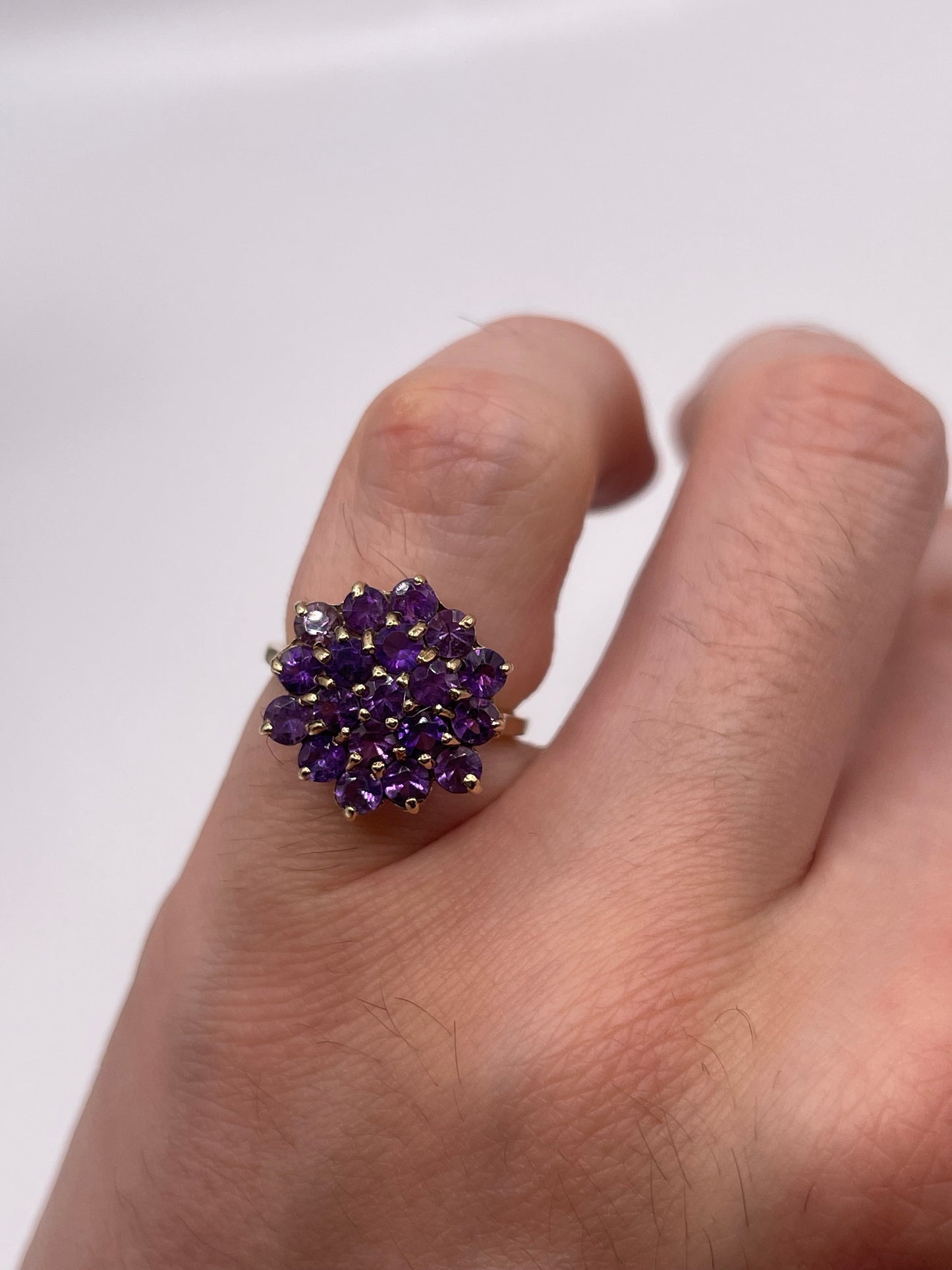 9ct gold amethyst cluster ring