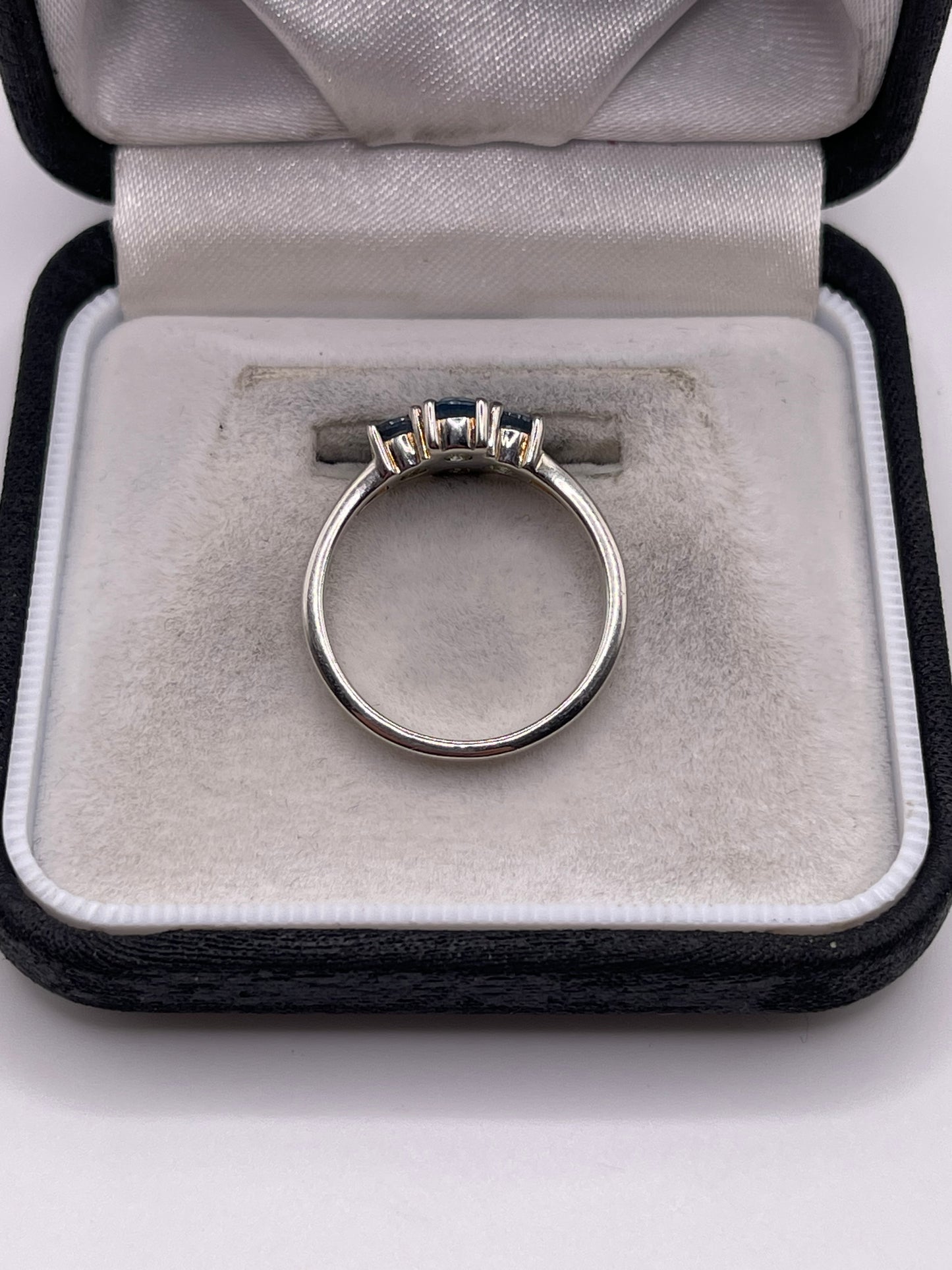 Silver blue topaz ring