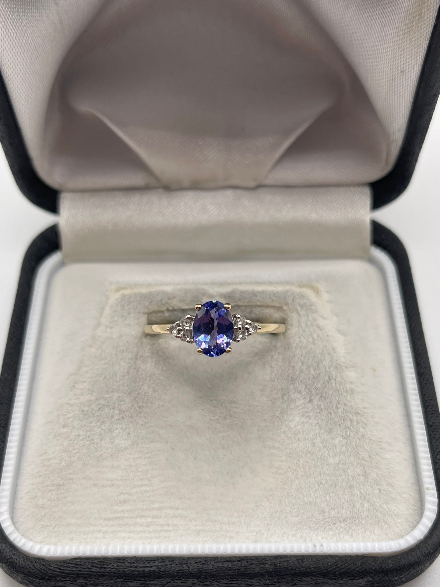 9ct gold tanzanite and zircon ring