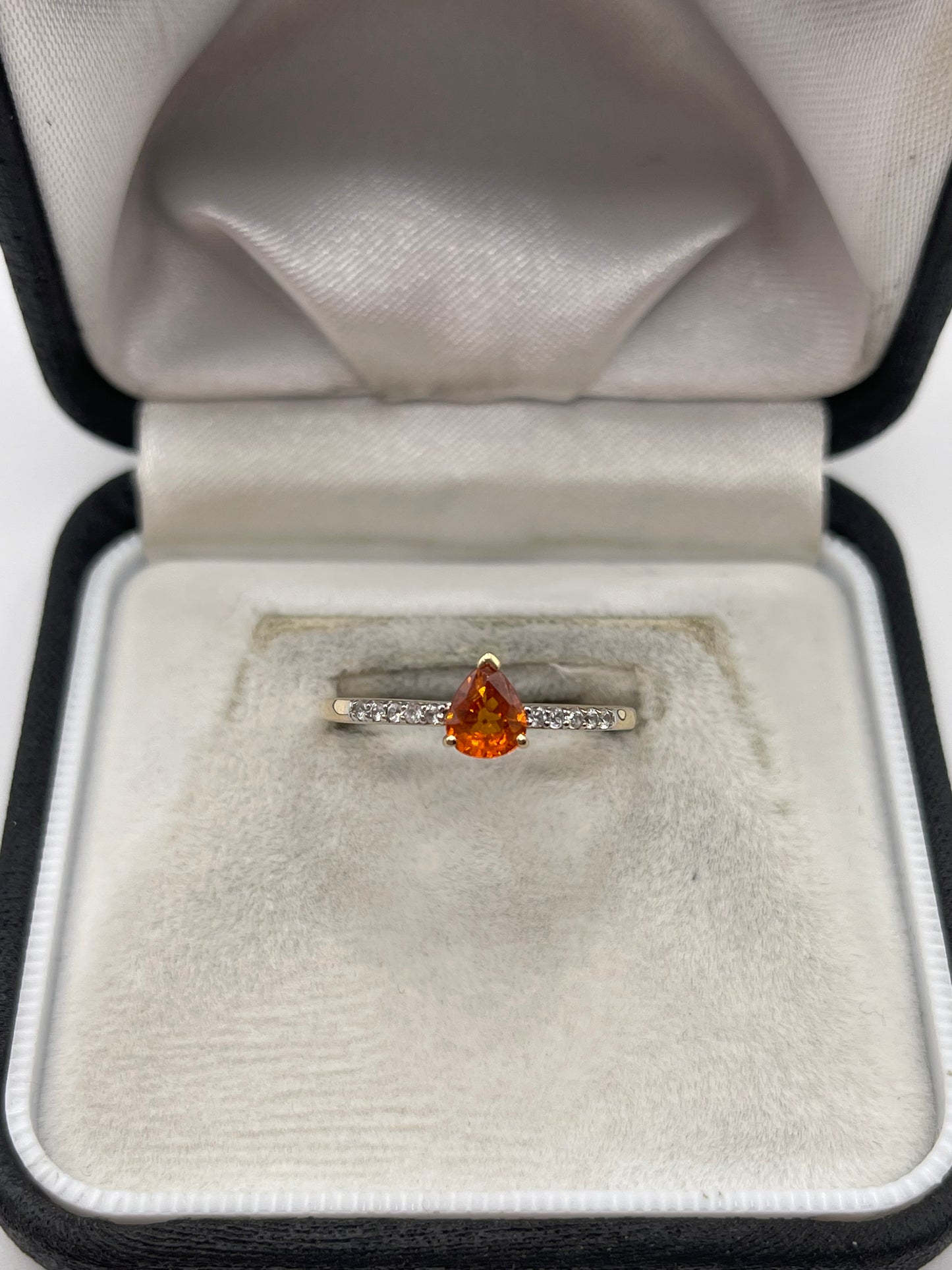 9ct gold orange sapphire and zircon ring