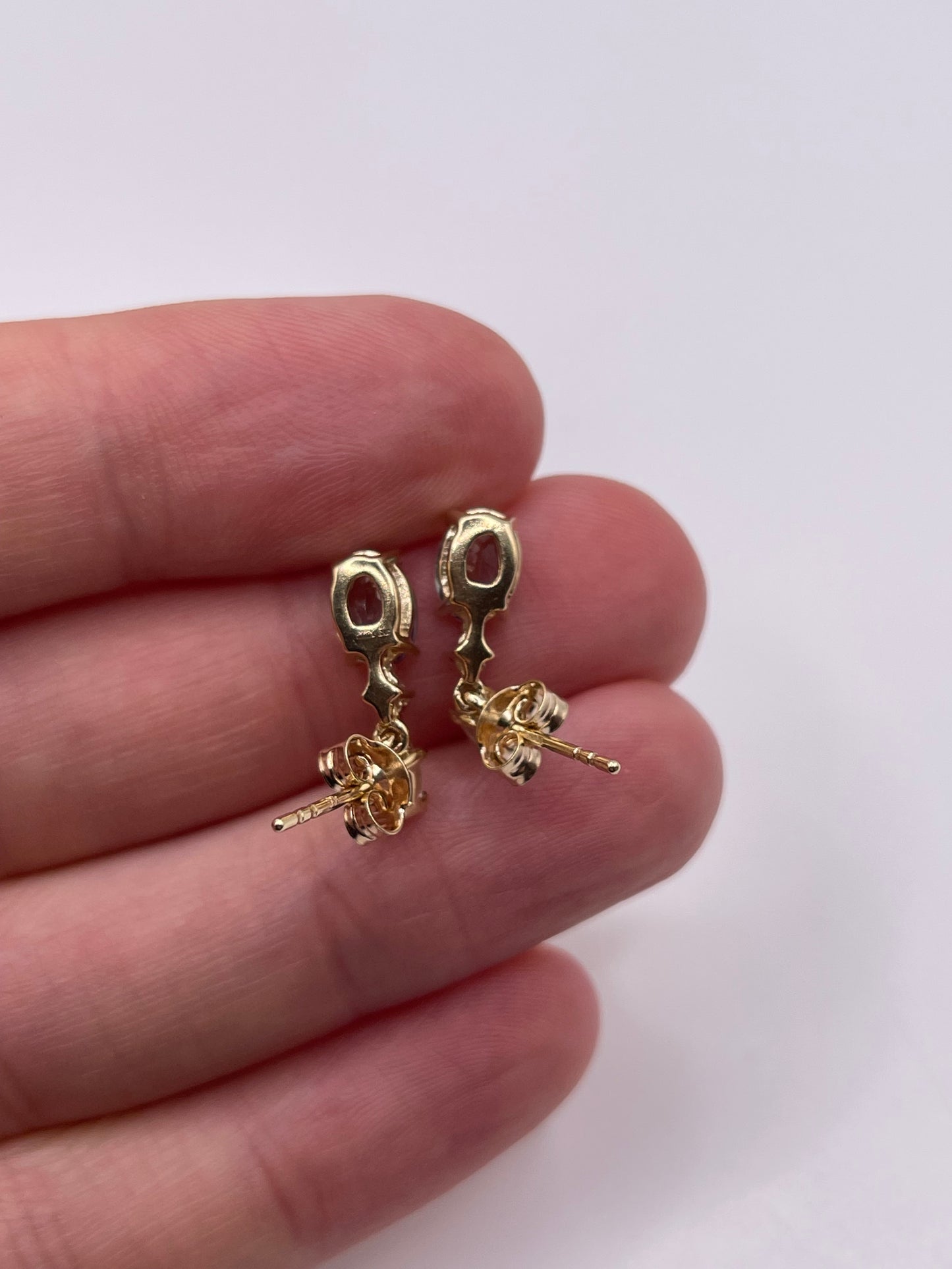 9ct gold tanzanite, moonstone and diamond earrings
