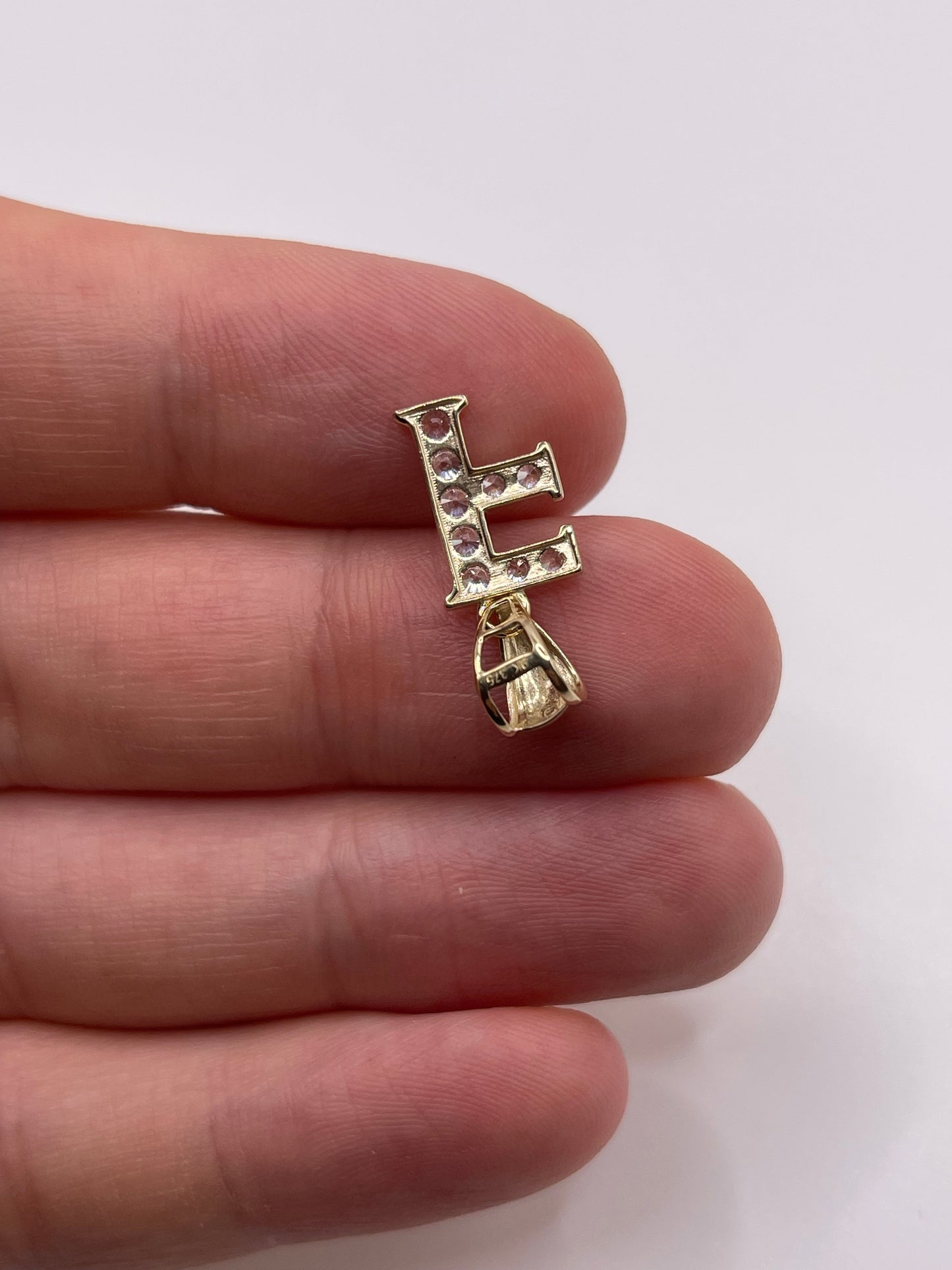 9ct gold cz initial F pendant