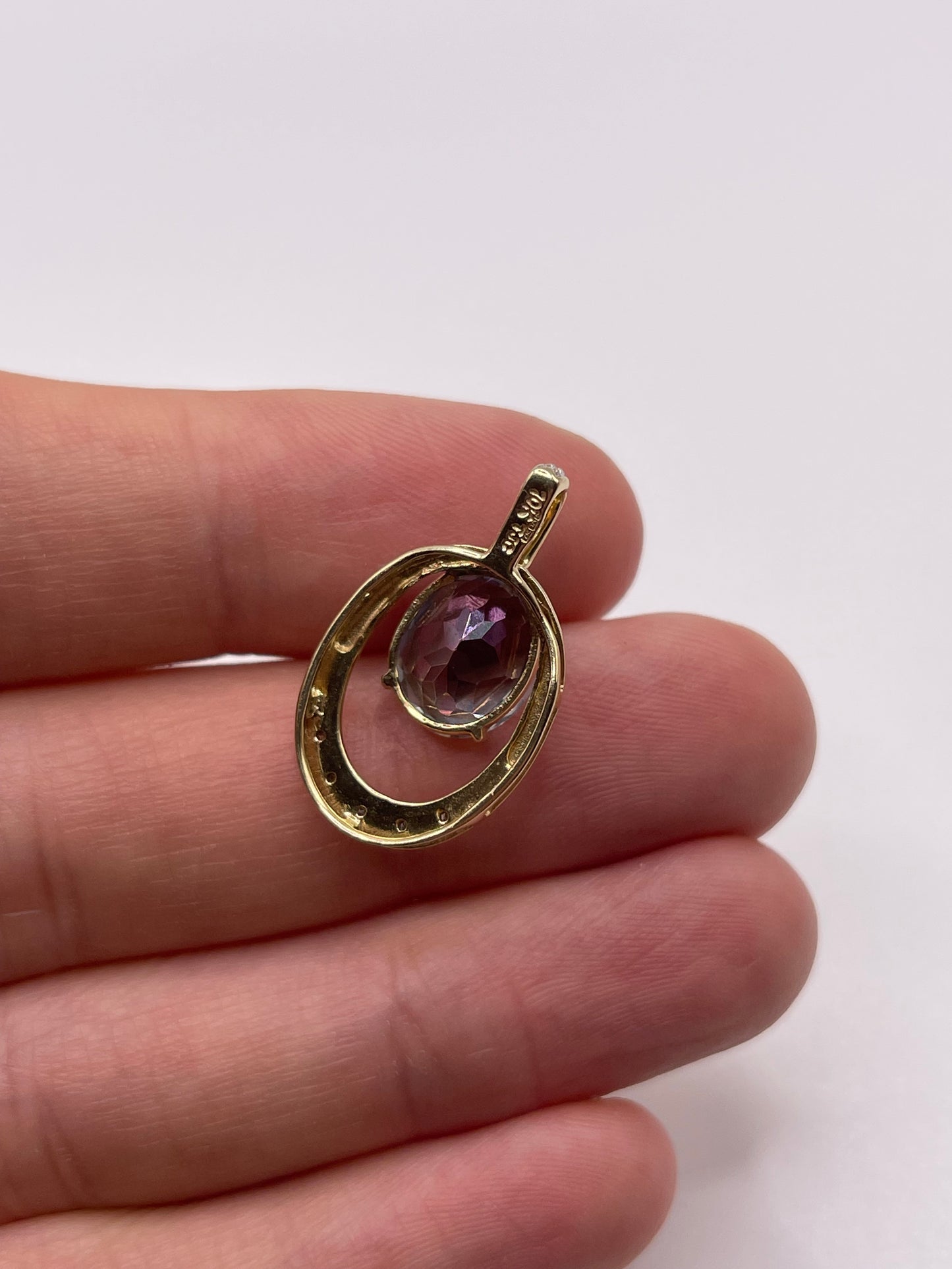 9ct gold mystic topaz and diamond pendant
