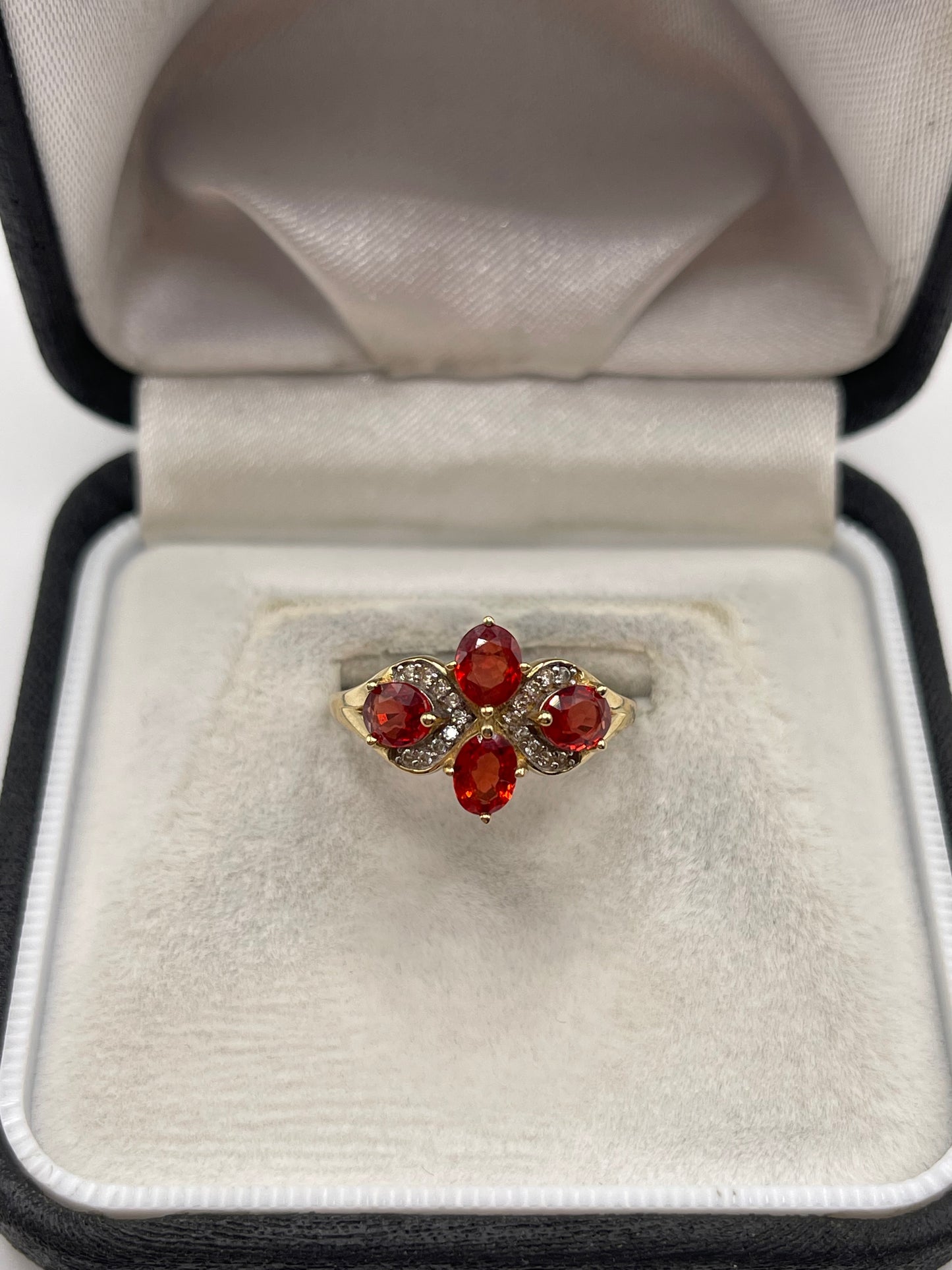 9ct gold spinel and zircon ring