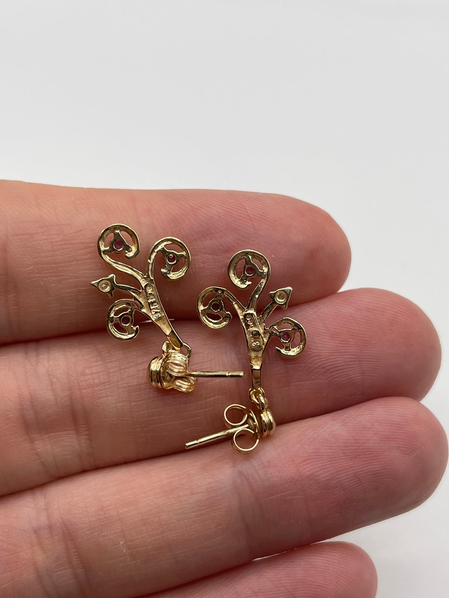 9ct gold amethyst and diamond earrings