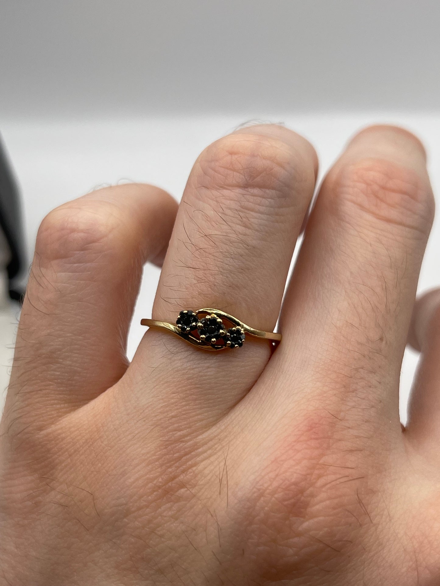 9ct gold black diamond cluster ring