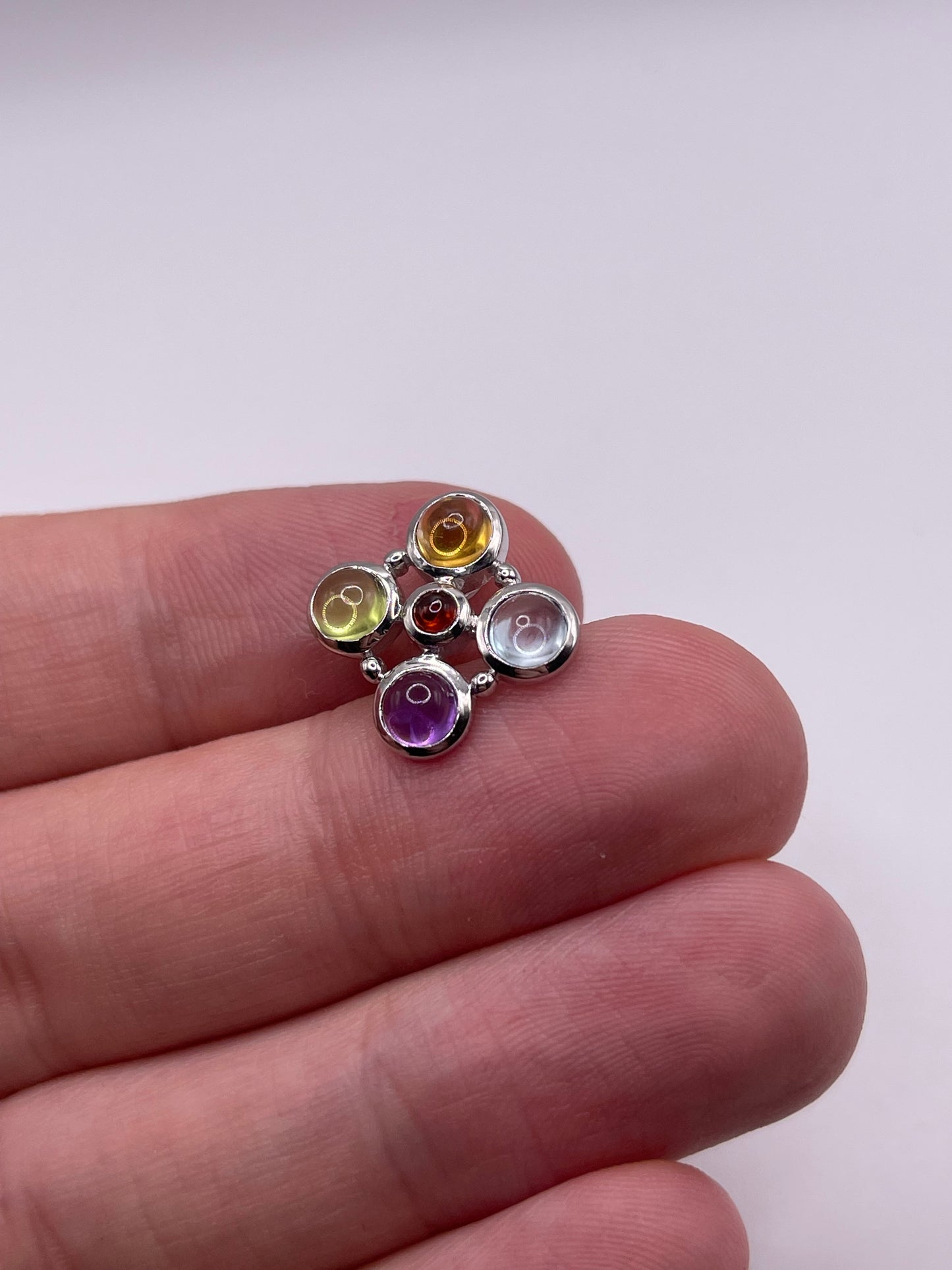 9ct gold cabochon multi gemstone pendant