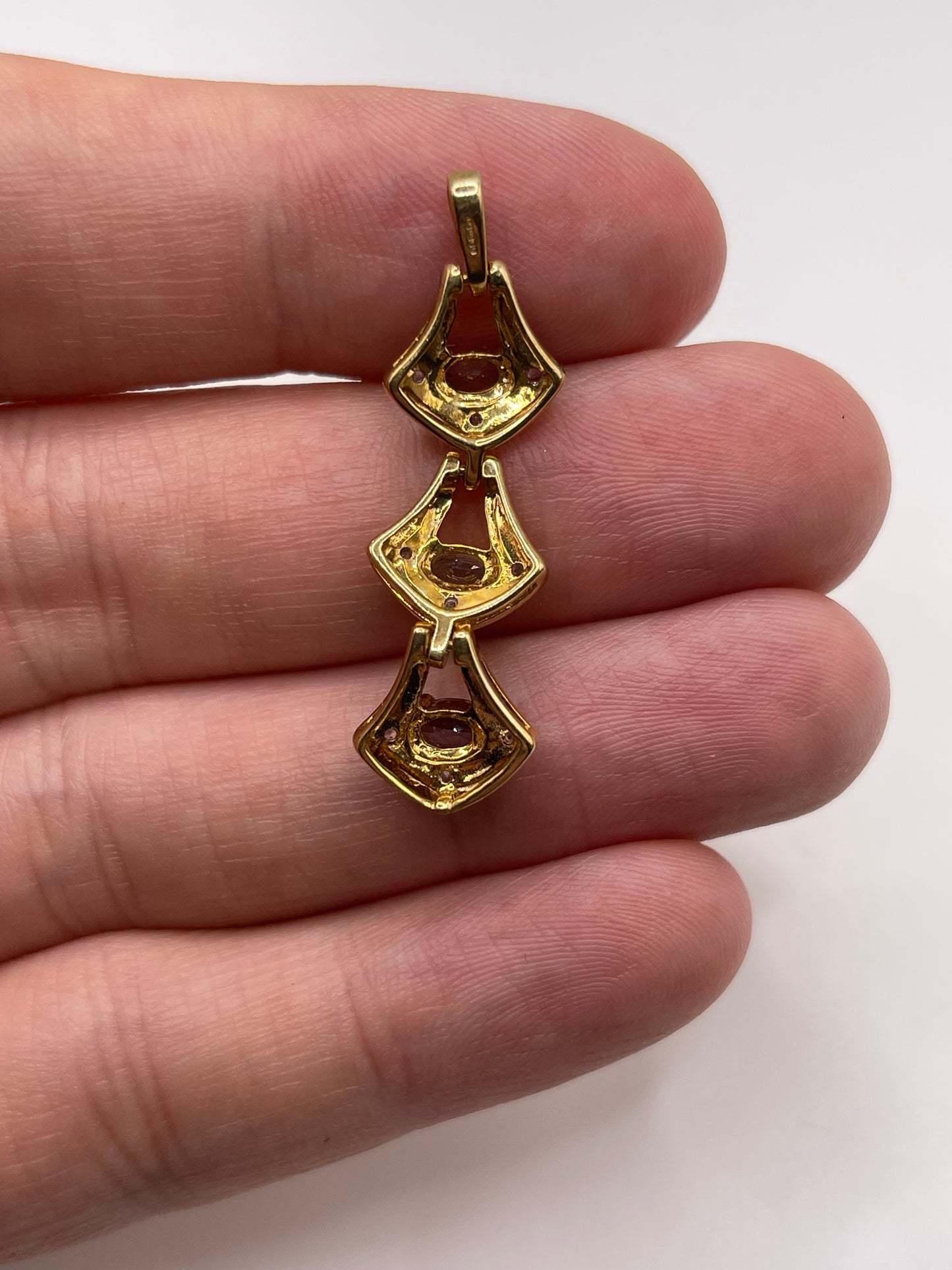 9ct gold spinel and diamond pendant
