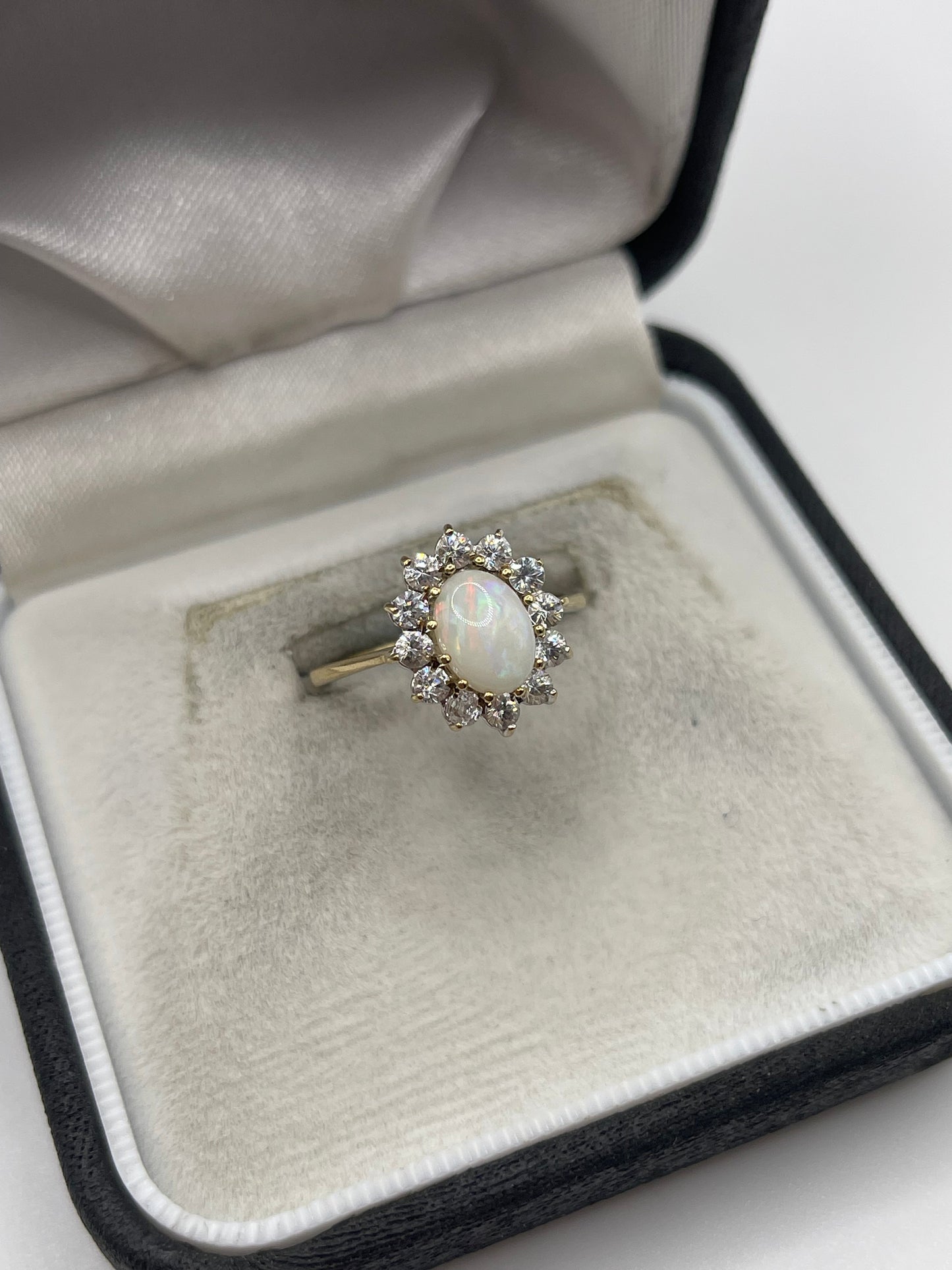 9ct gold opal and cz ring