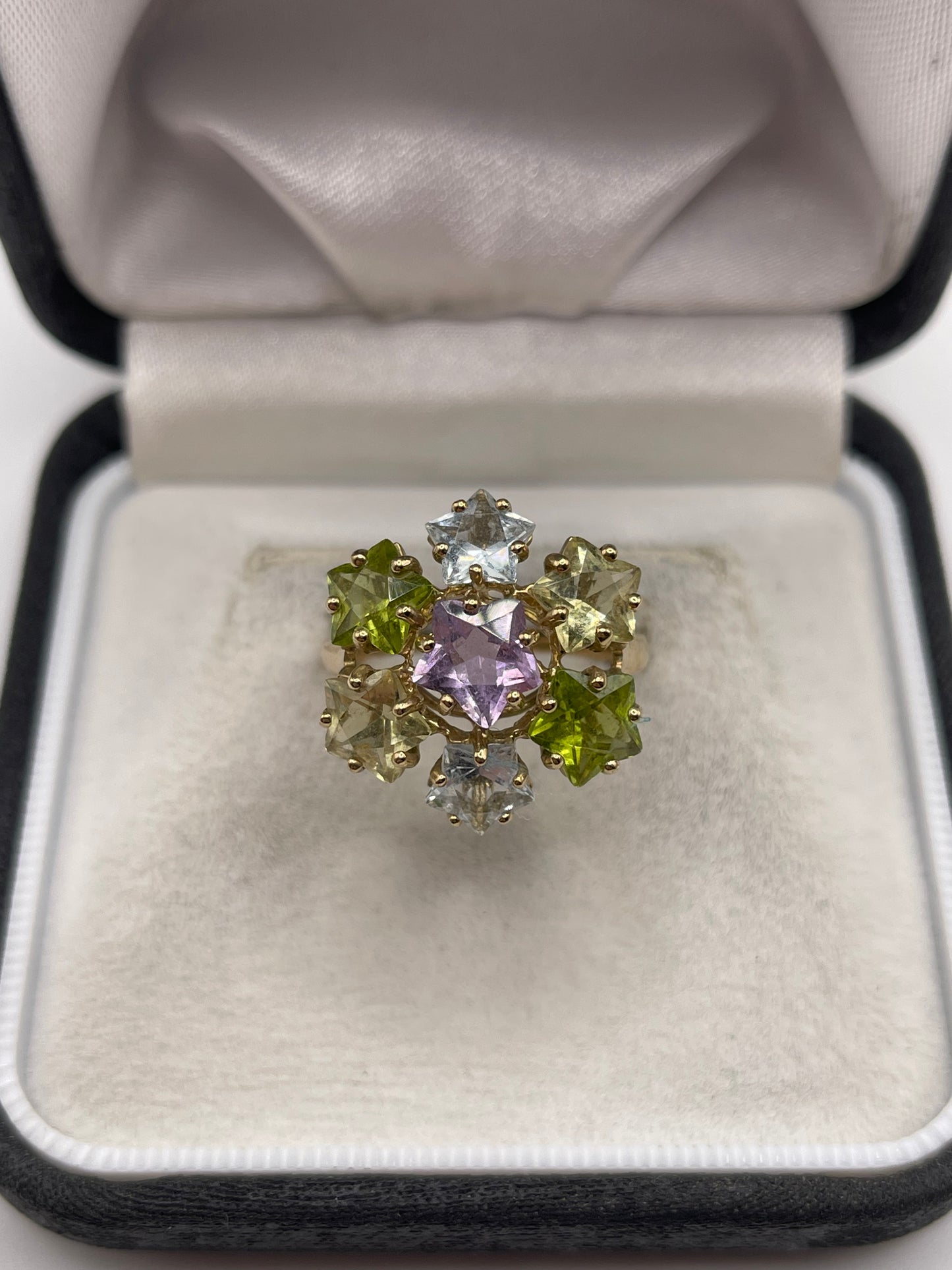 9ct gold multi gemstone ring