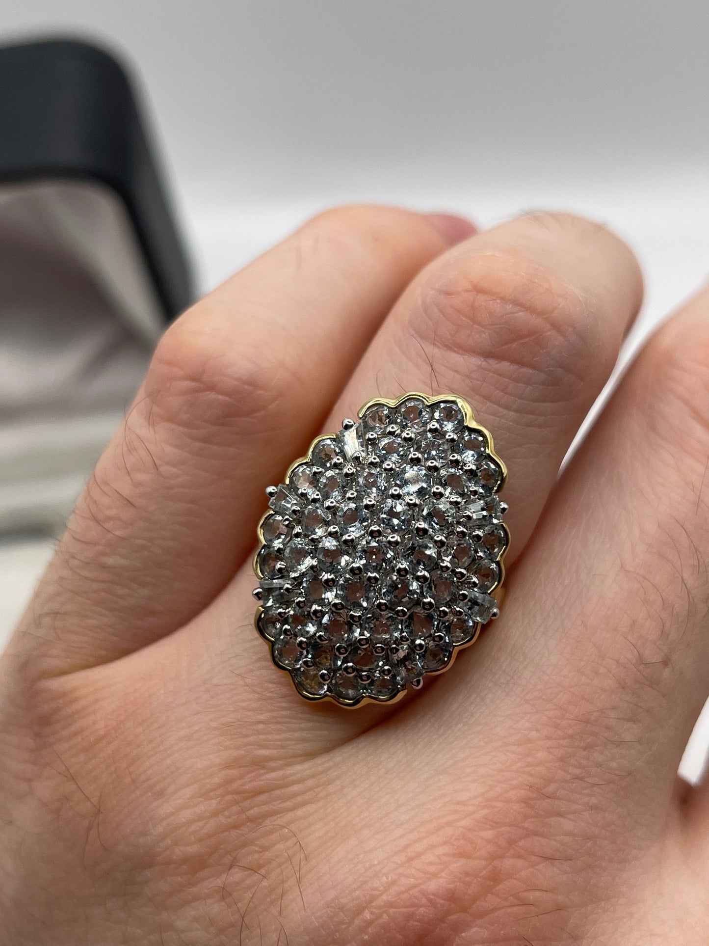 9ct gold aquamarine cluster ring