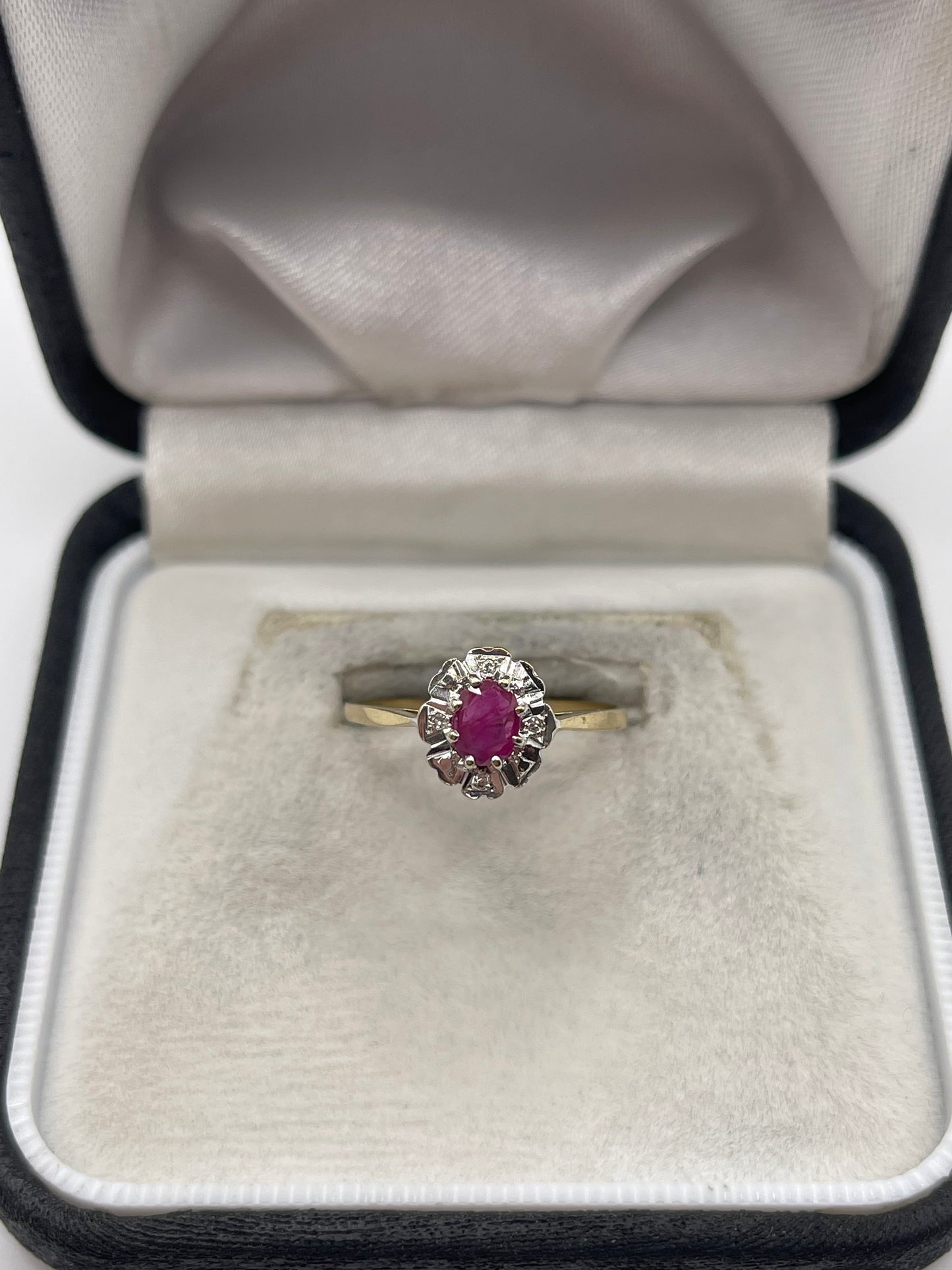 9ct gold ruby and diamond ring