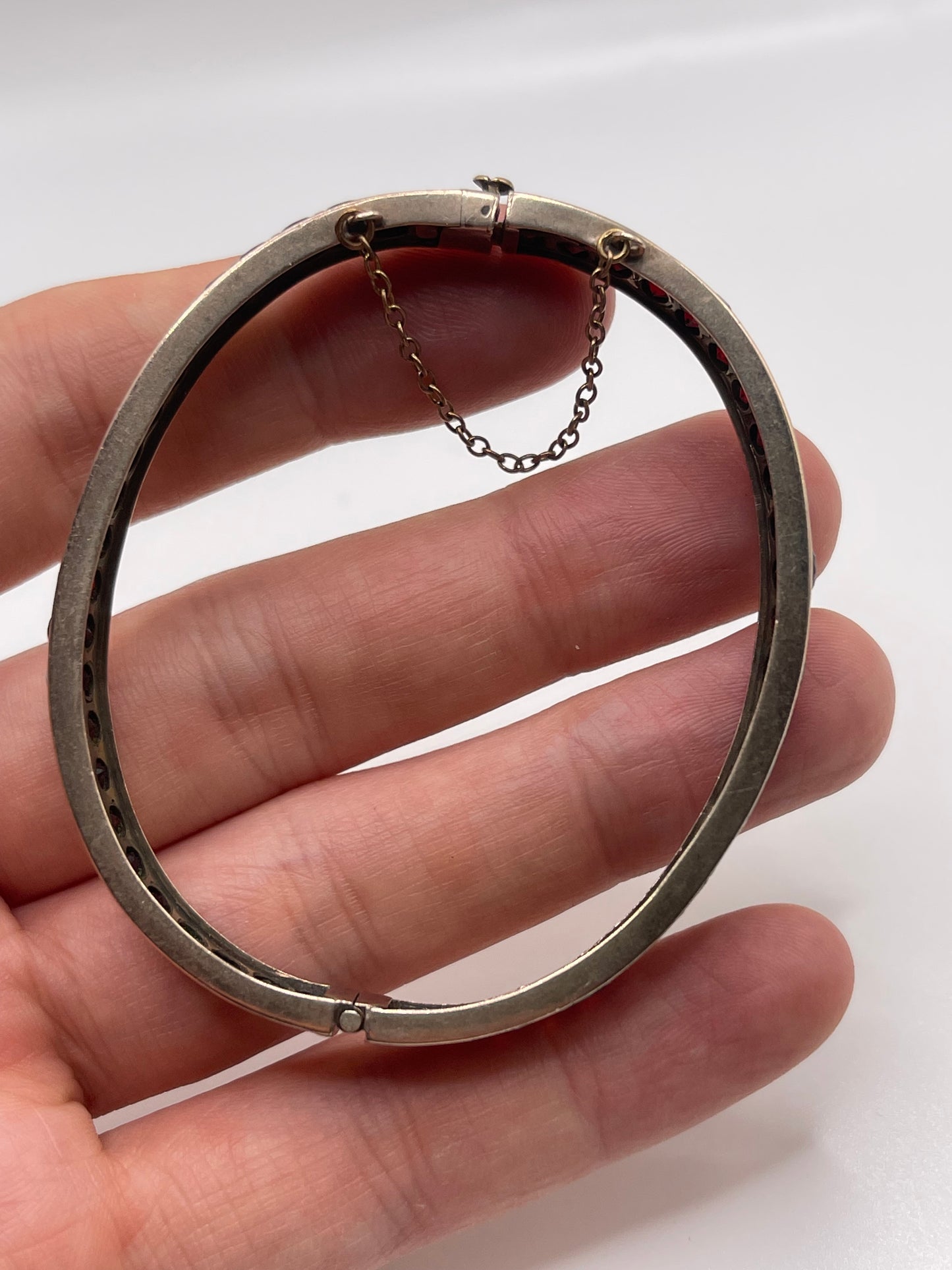 Antique silver gilt garnet bangle