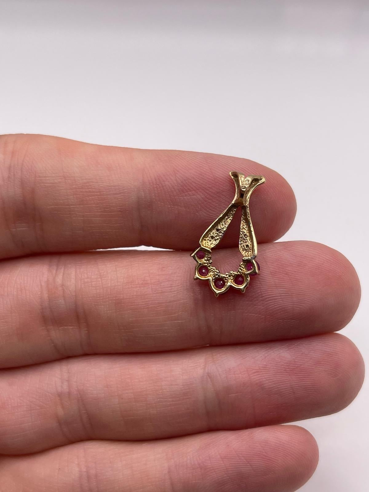 9ct gold ruby and diamond pendant