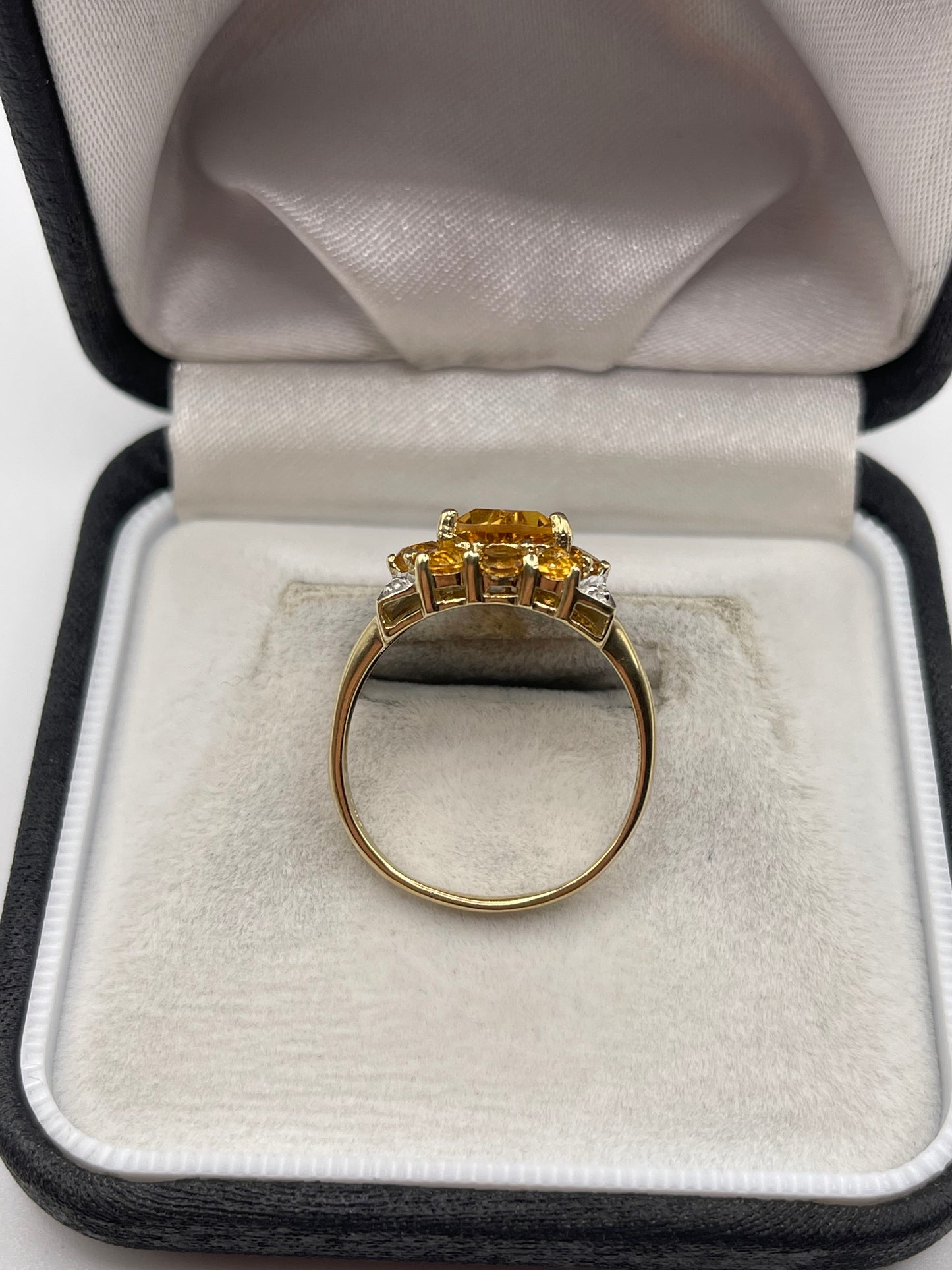 9ct gold citrine and diamond ring