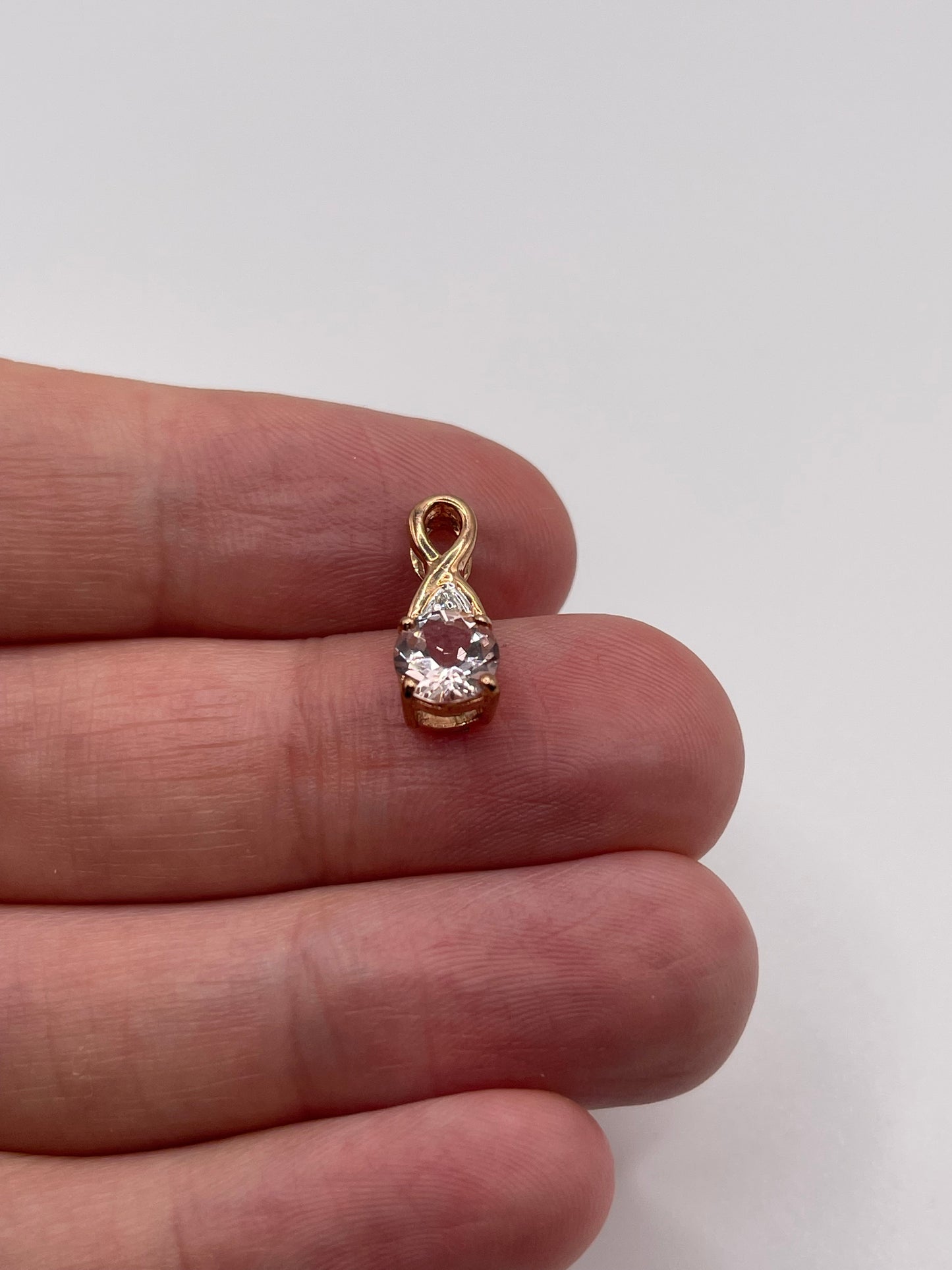 9ct rose gold morganite and diamond pendant