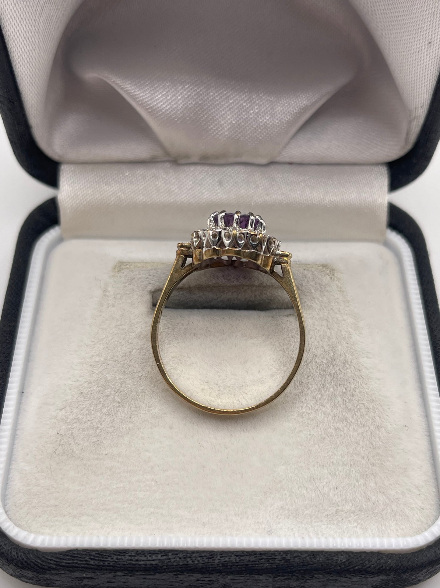 9ct gold amethyst and diamond ring