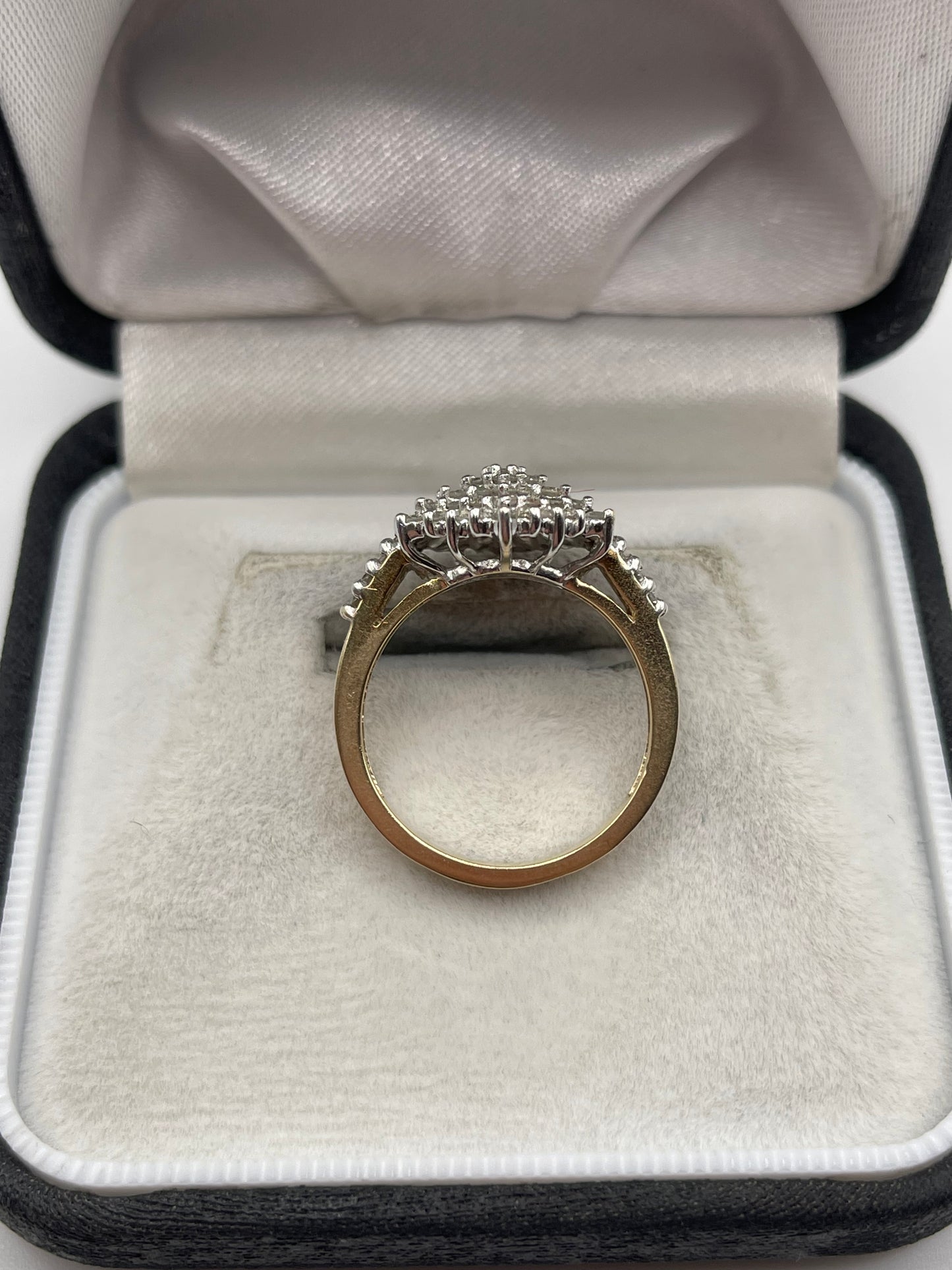 9ct gold 1ct diamond cluster ring