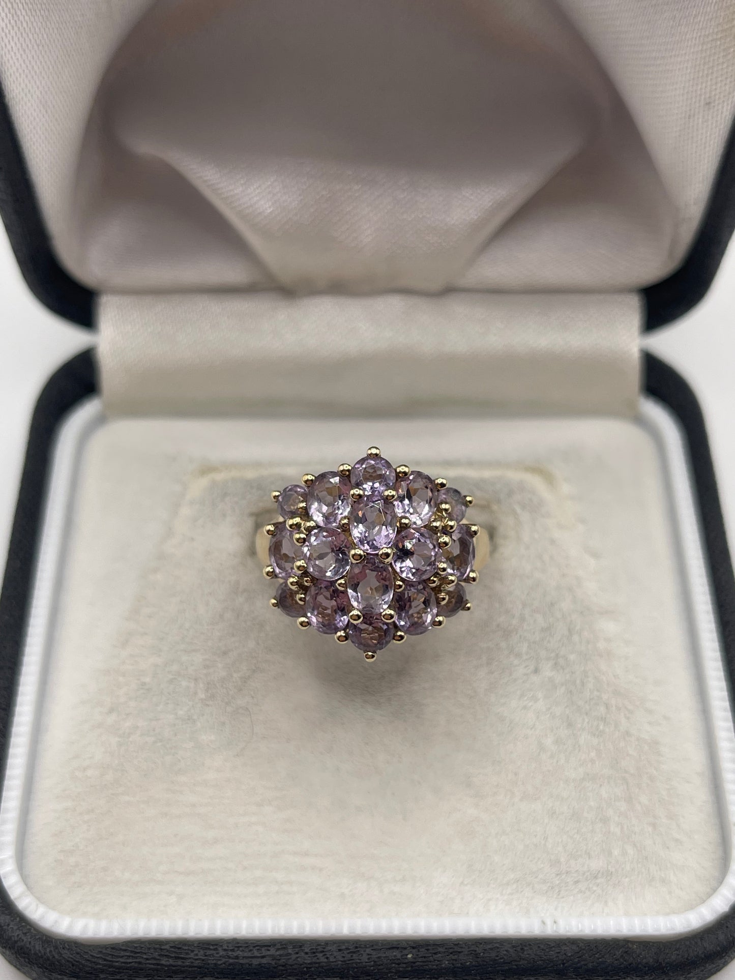 9ct gold amethyst cluster ring
