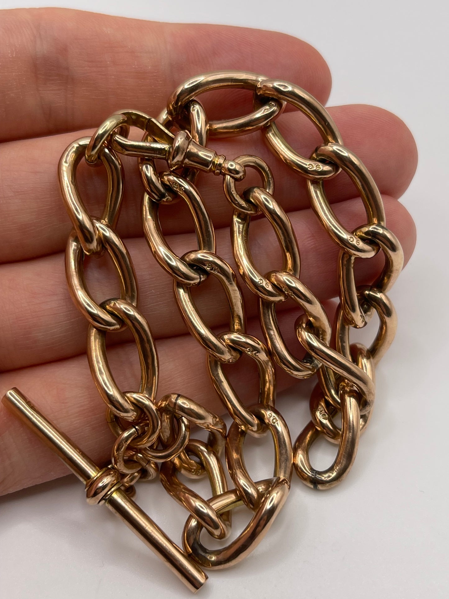 9ct rose gold Albert chain