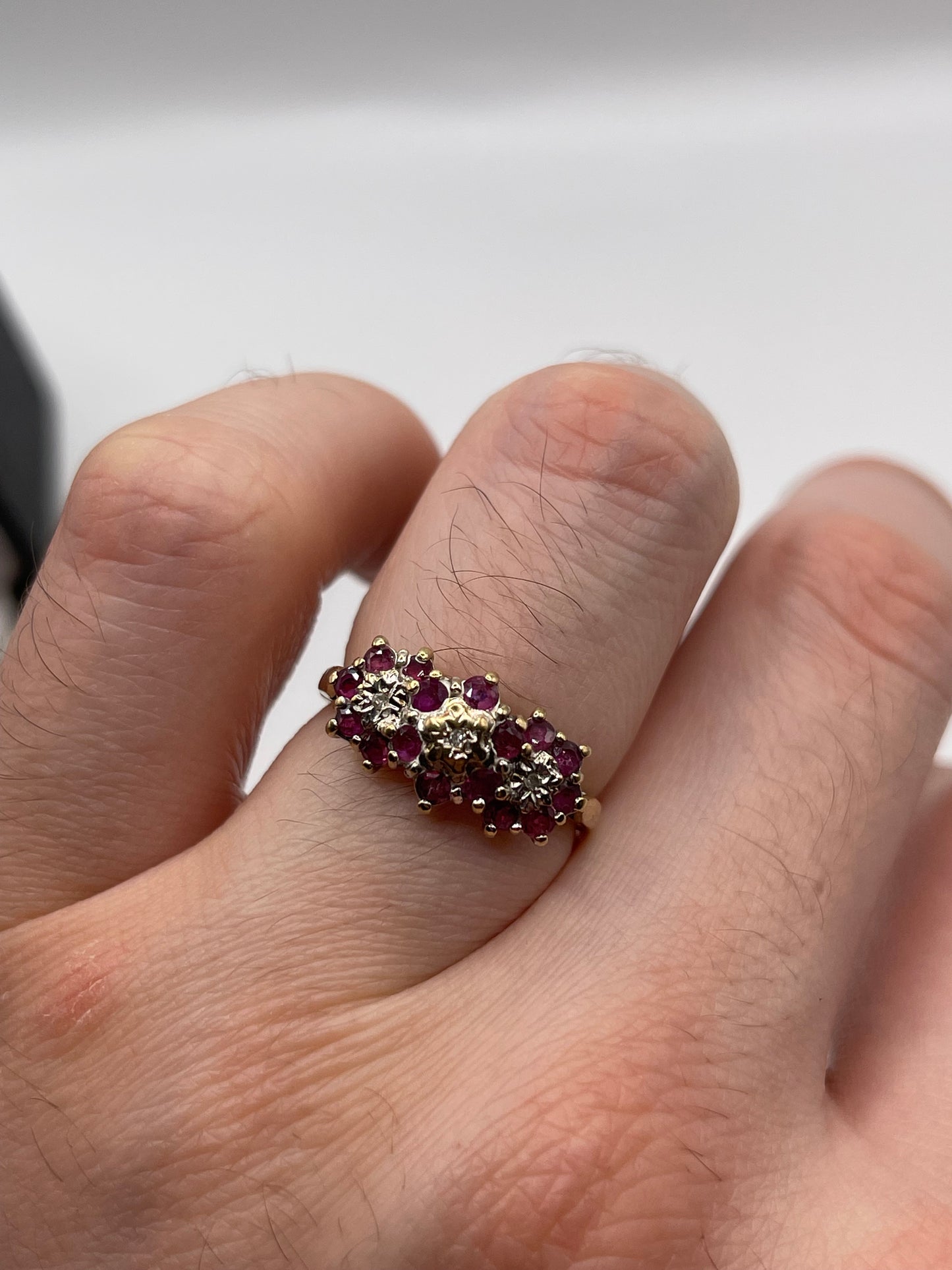 9ct gold ruby and diamond ring