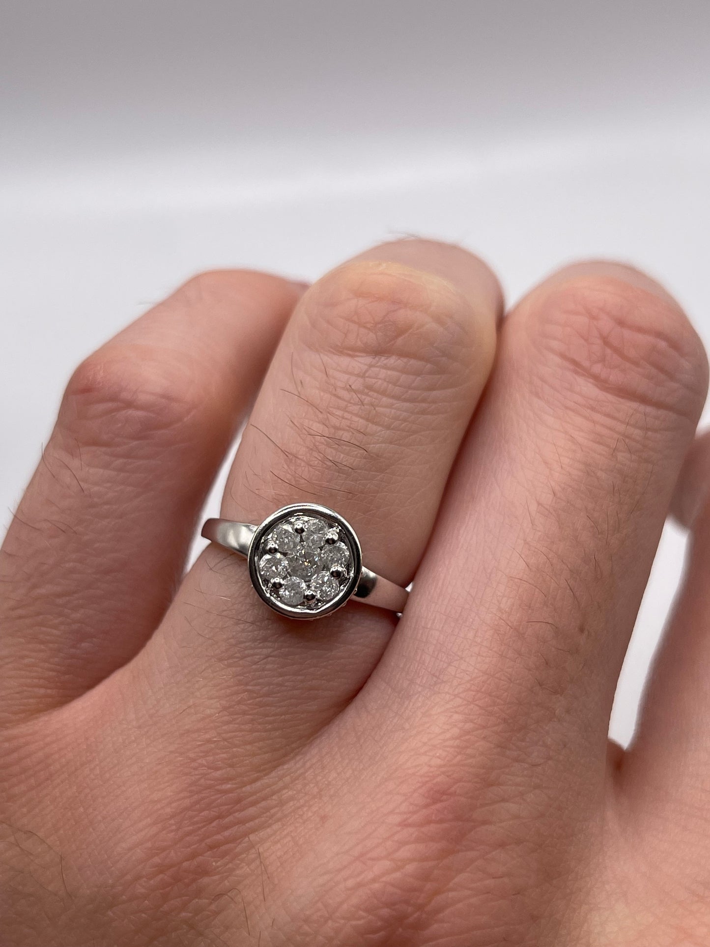 9ct white gold diamond cluster ring