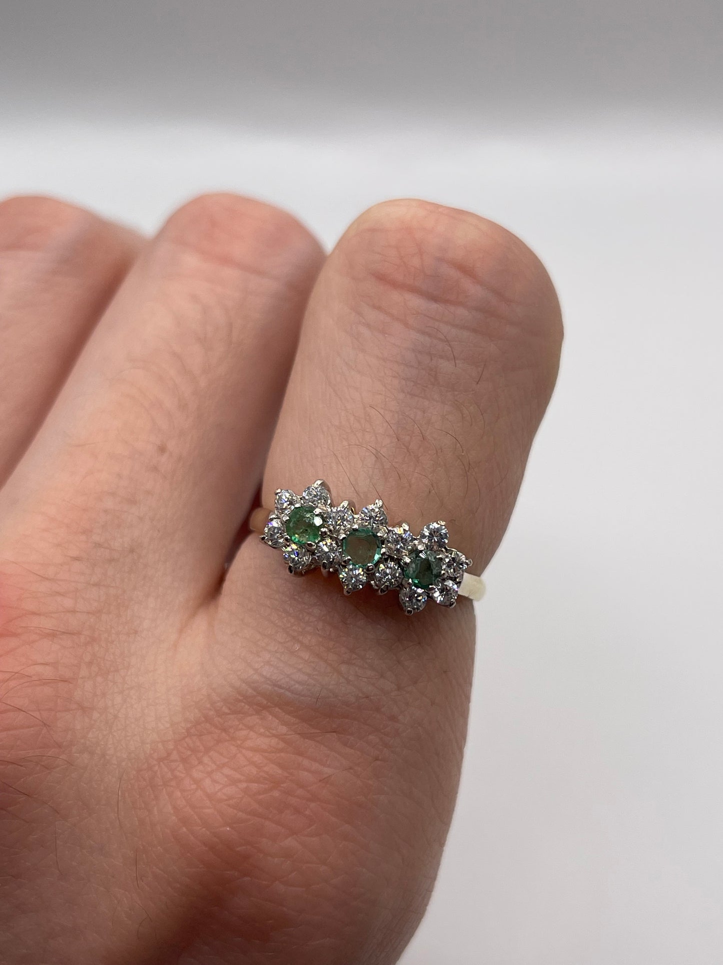 9ct gold emerald and cz ring