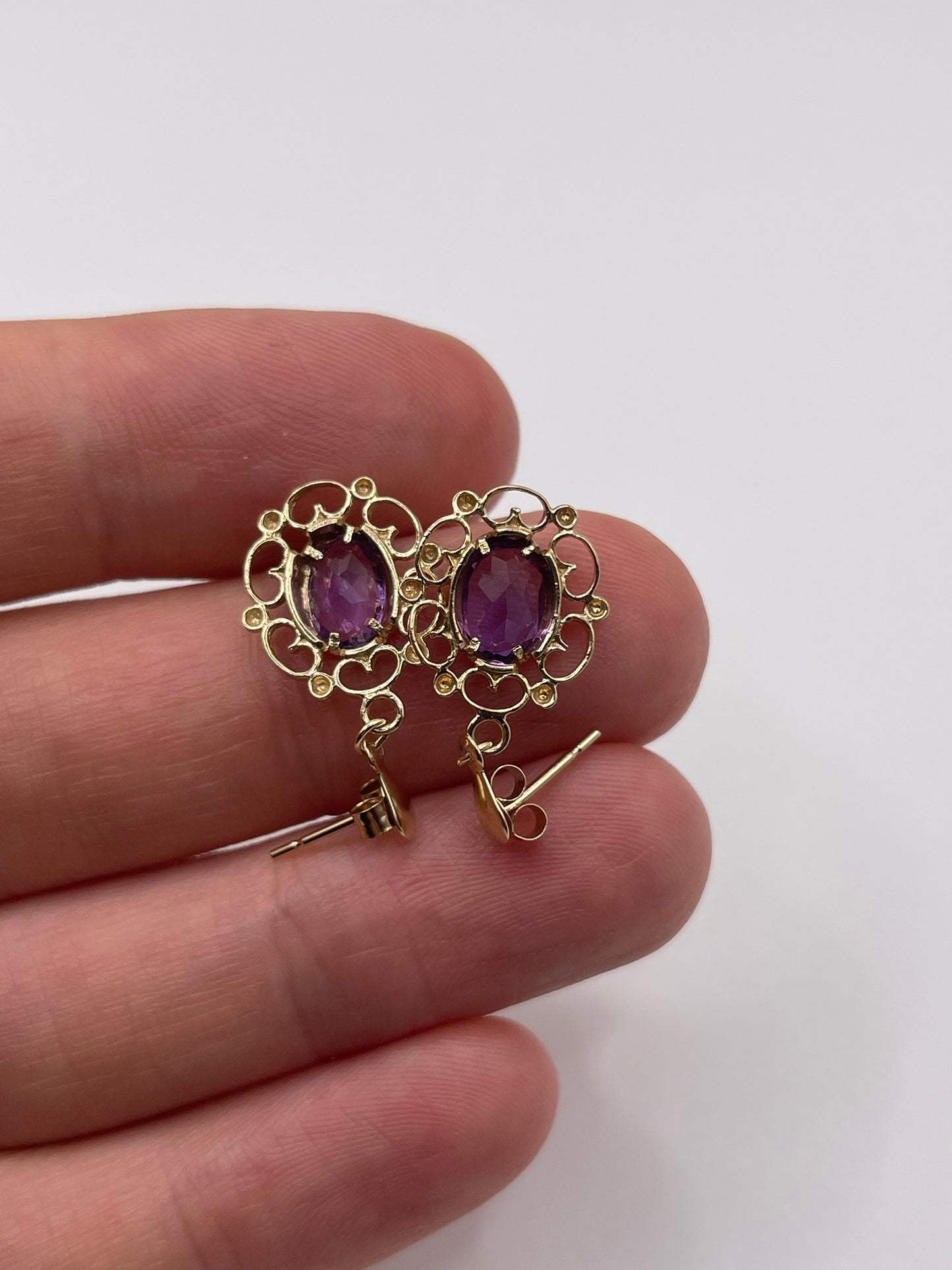 9ct gold amethyst earrings