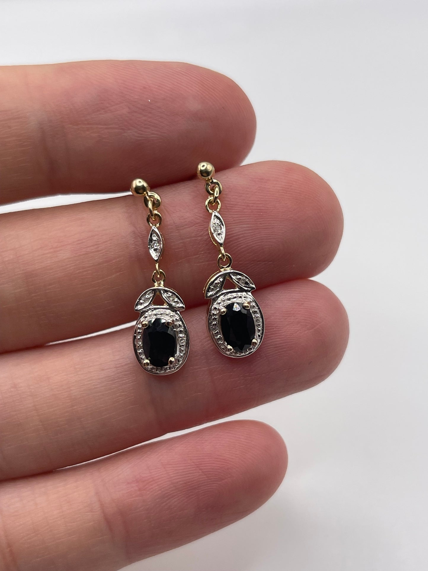 9ct gold sapphire and diamond earrings