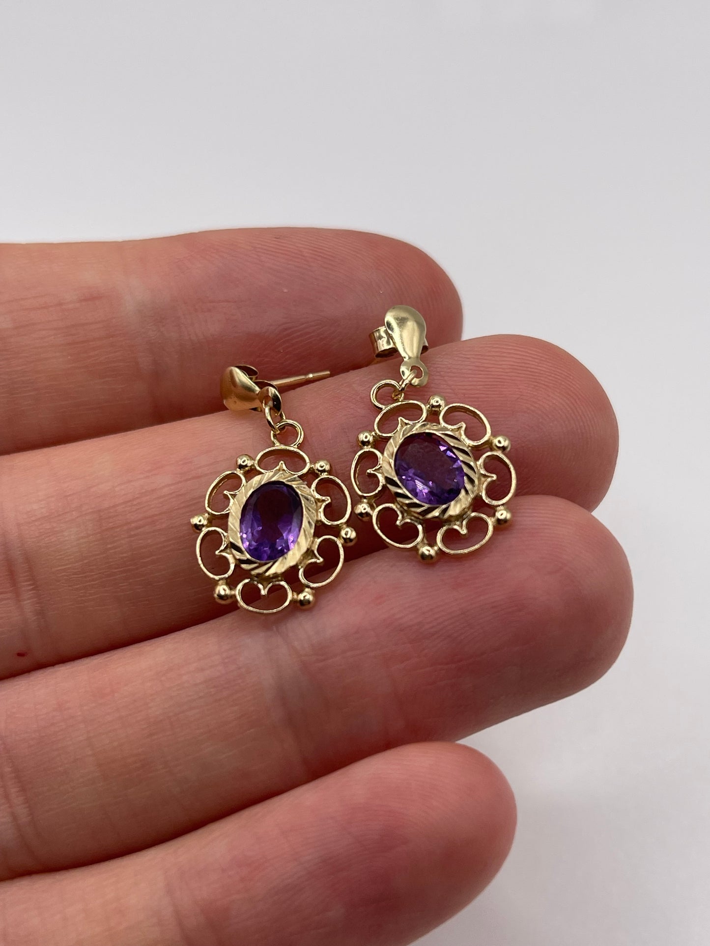 9ct gold amethyst earrings