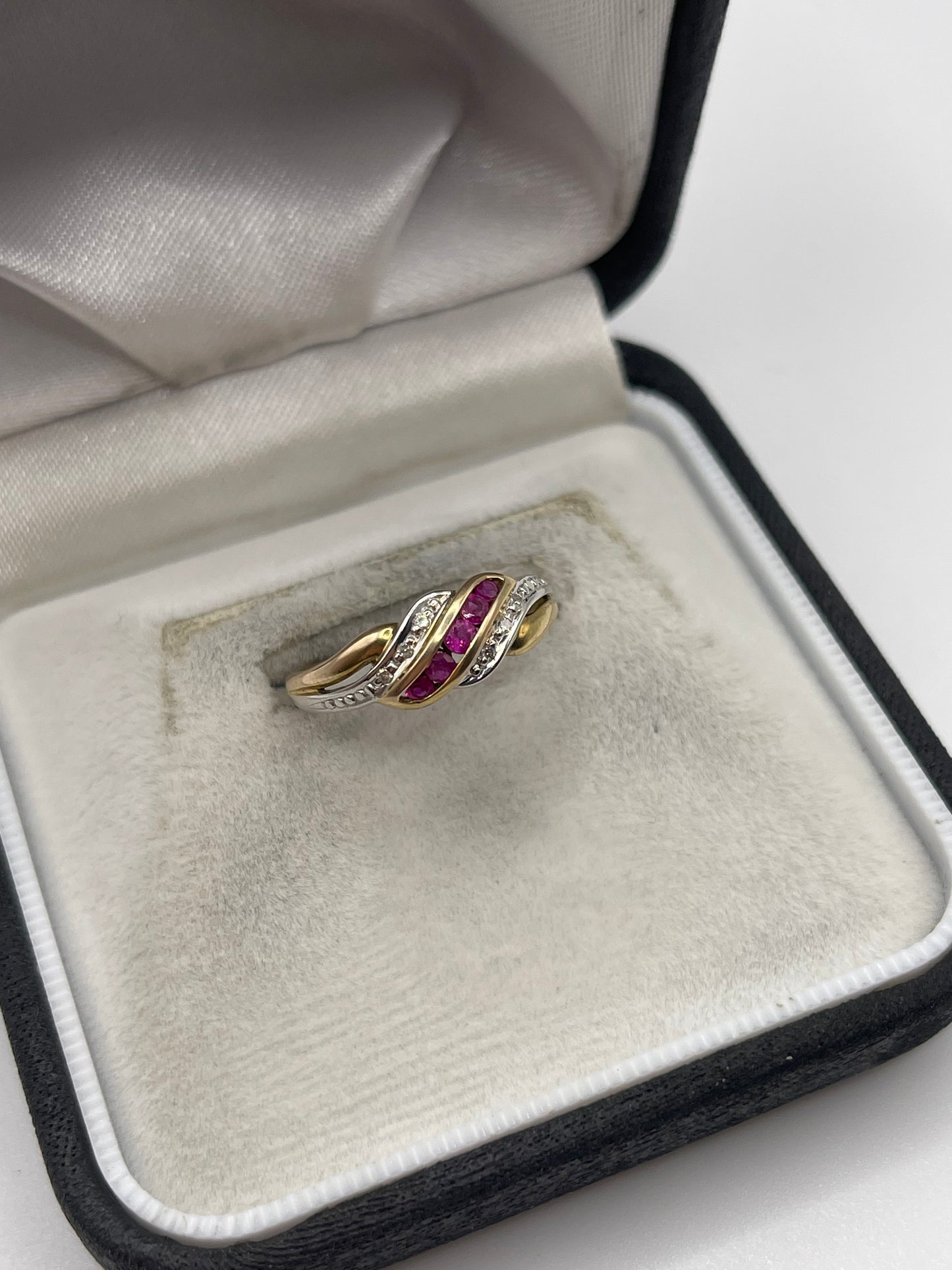 9ct gold ruby and diamond ring